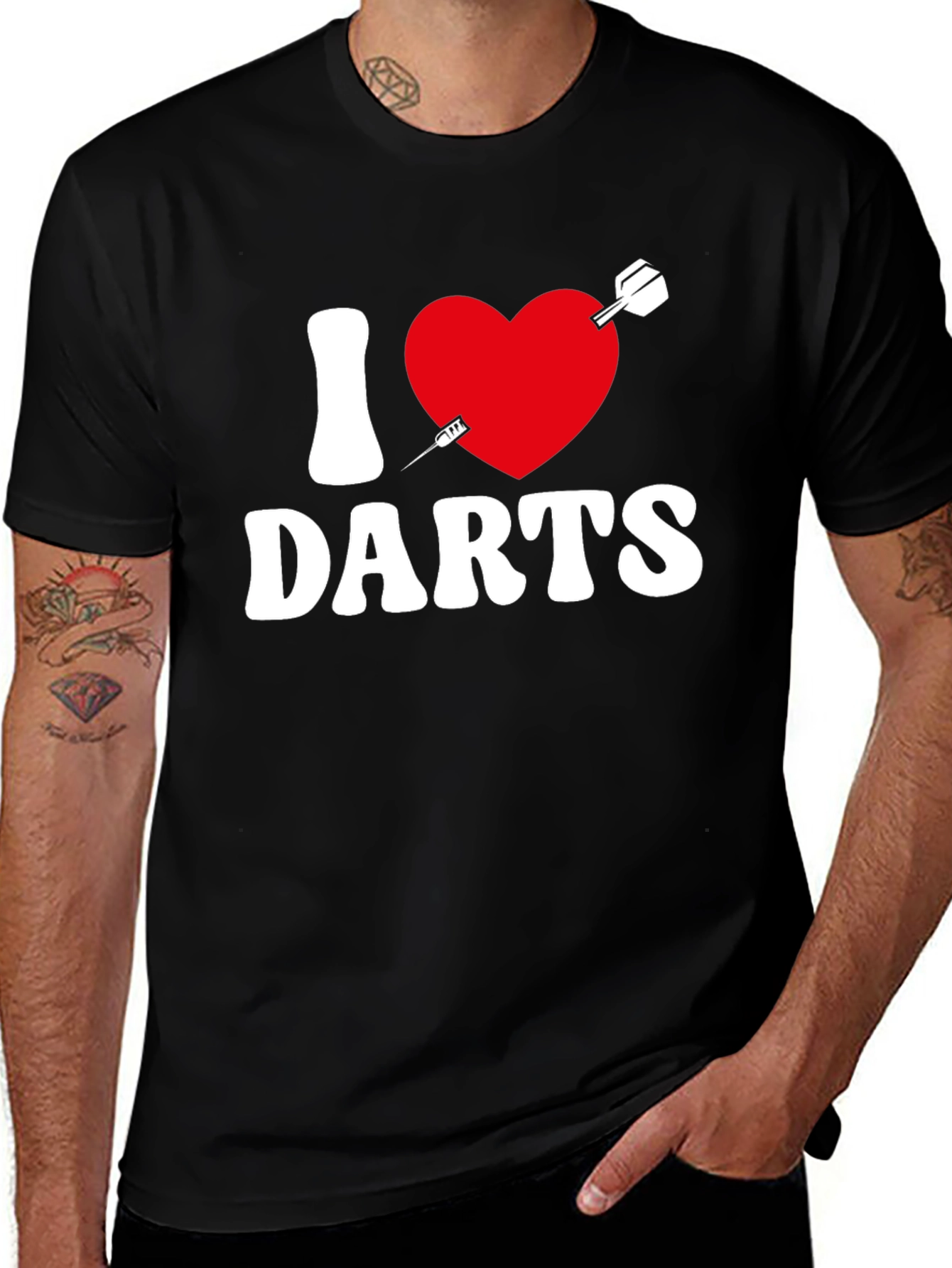 I Heart Darts Graphic Tee - Black Casual Shirt