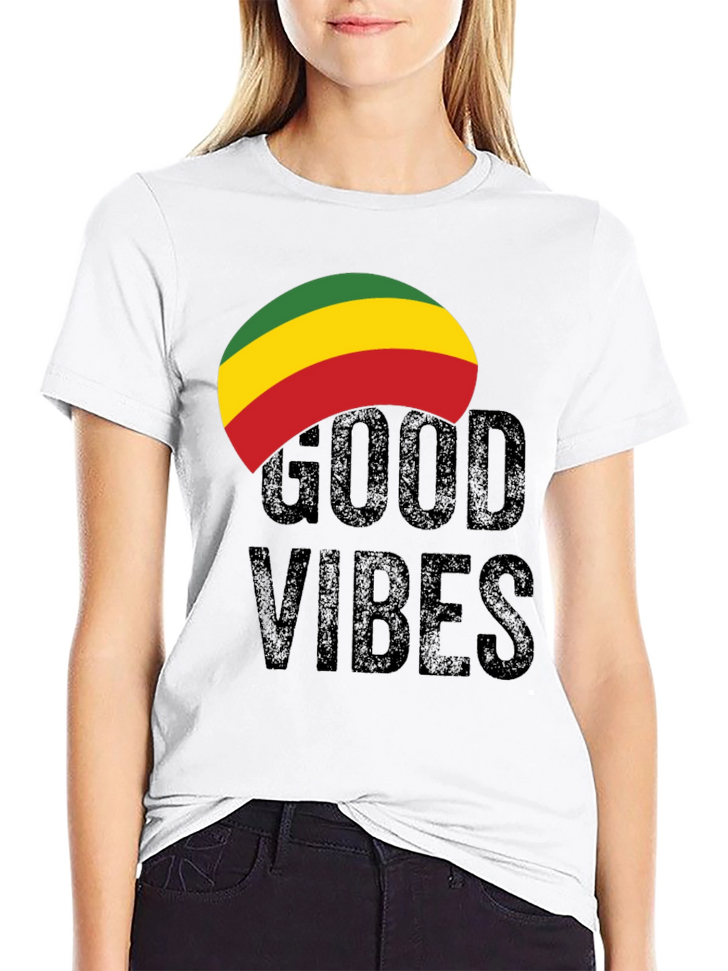 Rasta Good Vibes Graphic Tee - Black