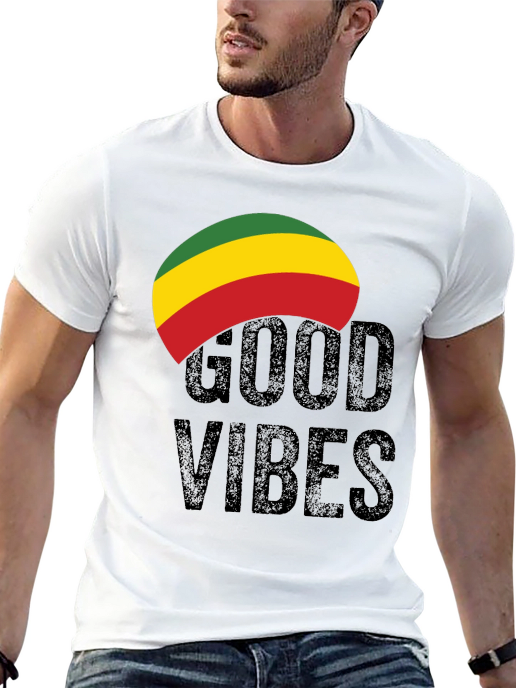 Rasta Good Vibes Graphic Tee - Black