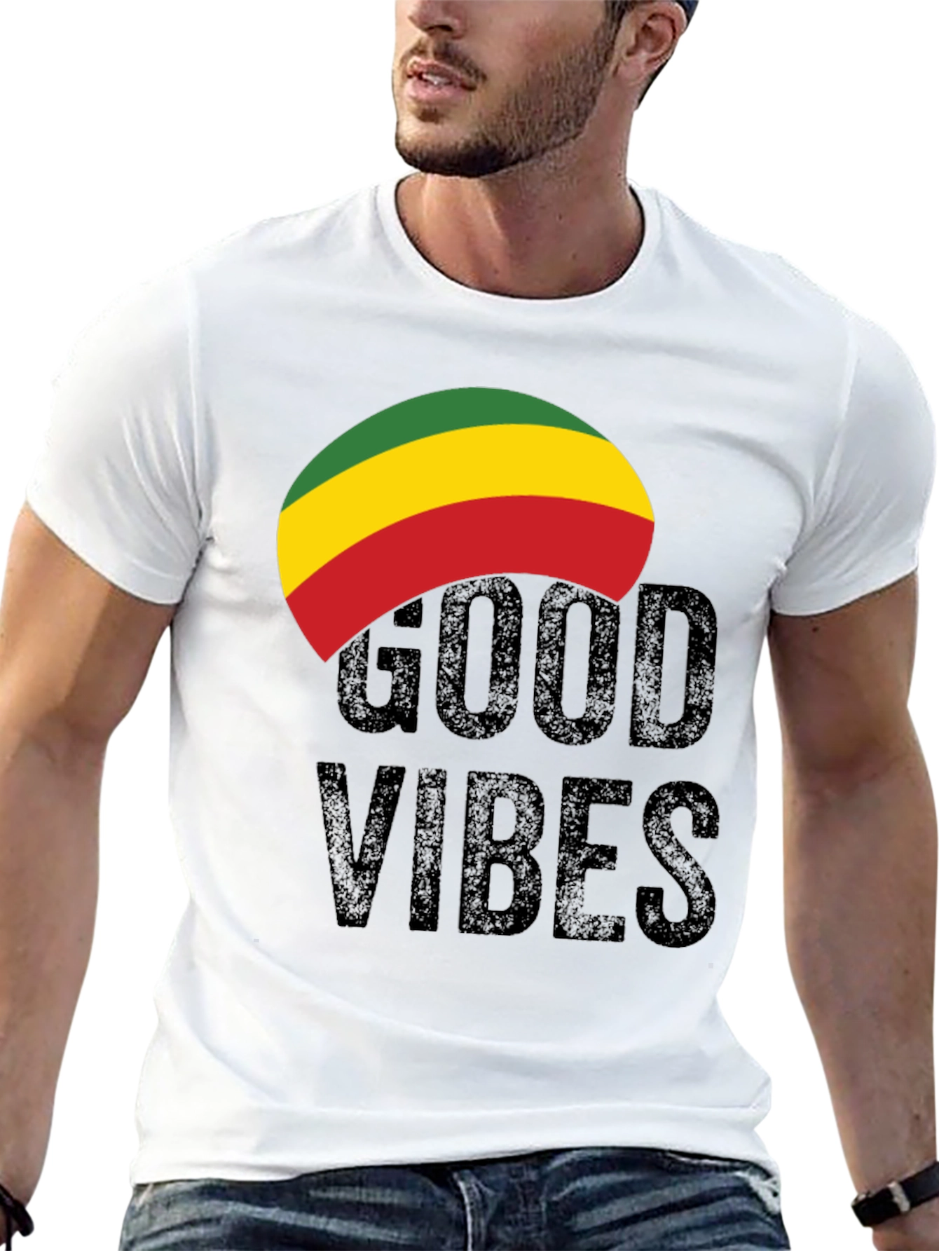 Rasta Good Vibes Graphic Tee - Black