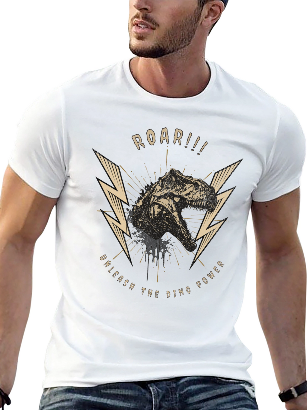 Roar Dino Power Black Graphic Tee