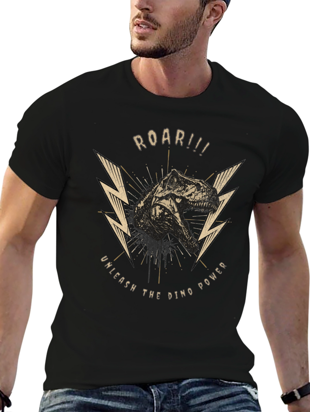 Roar Dino Power Black Graphic Tee