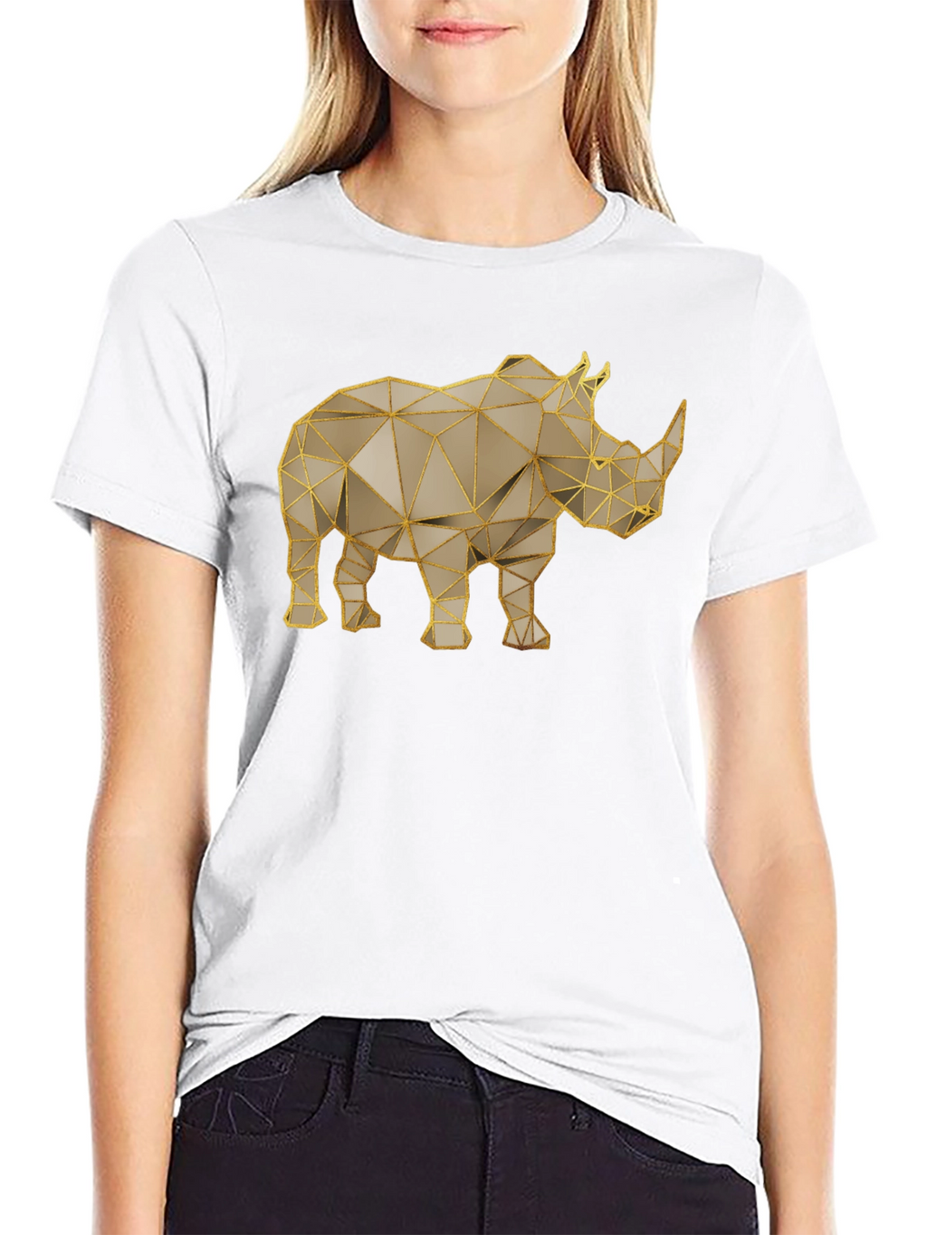 Geometric Rhino T-Shirt - Stylish Animal Graphic Tee