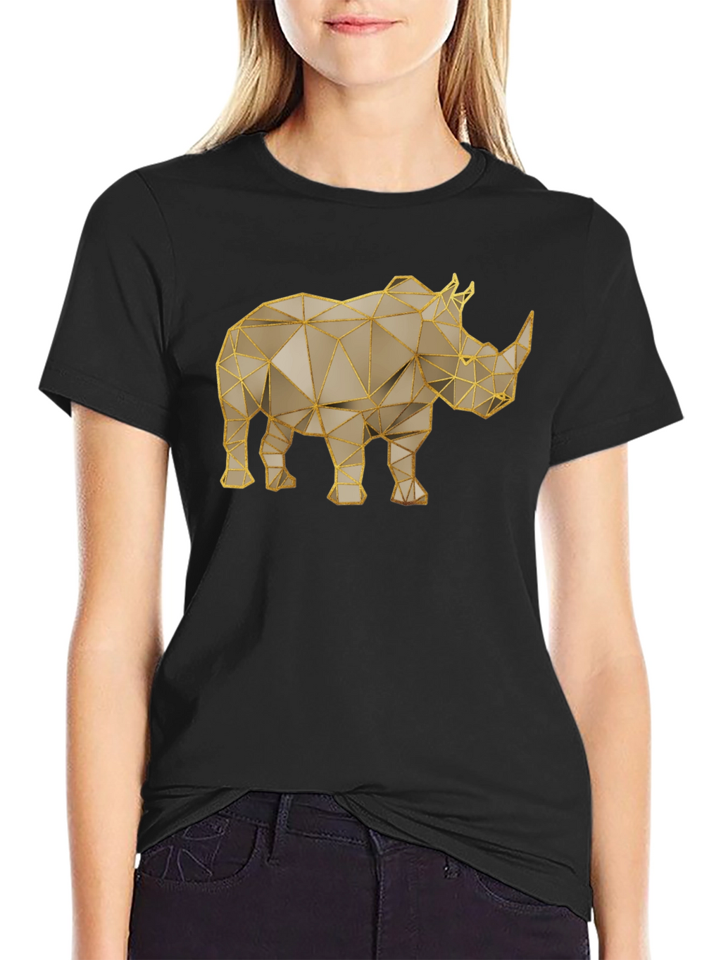 Geometric Rhino T-Shirt - Stylish Animal Graphic Tee