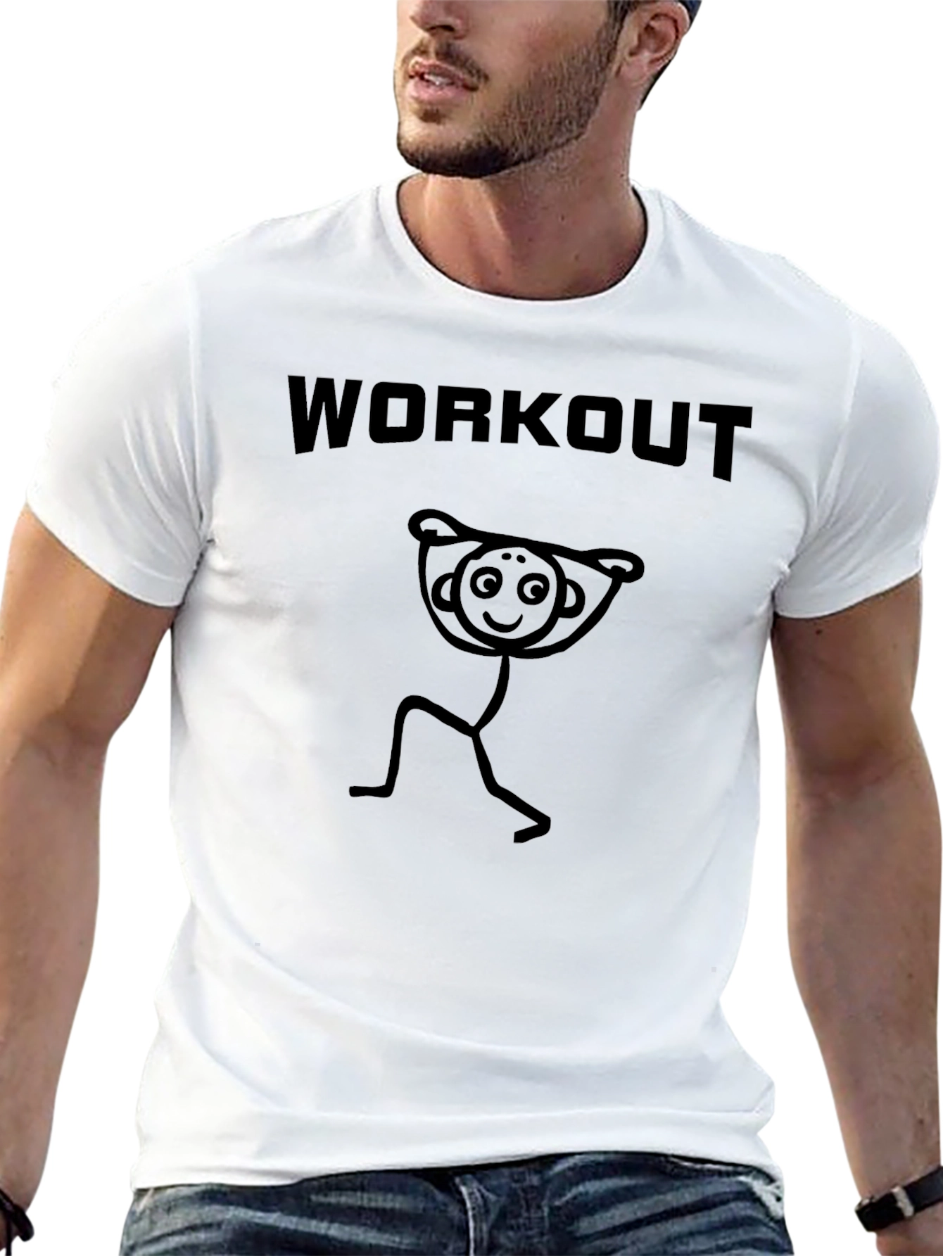 Workout Stick Figure Graphic T-Shirt