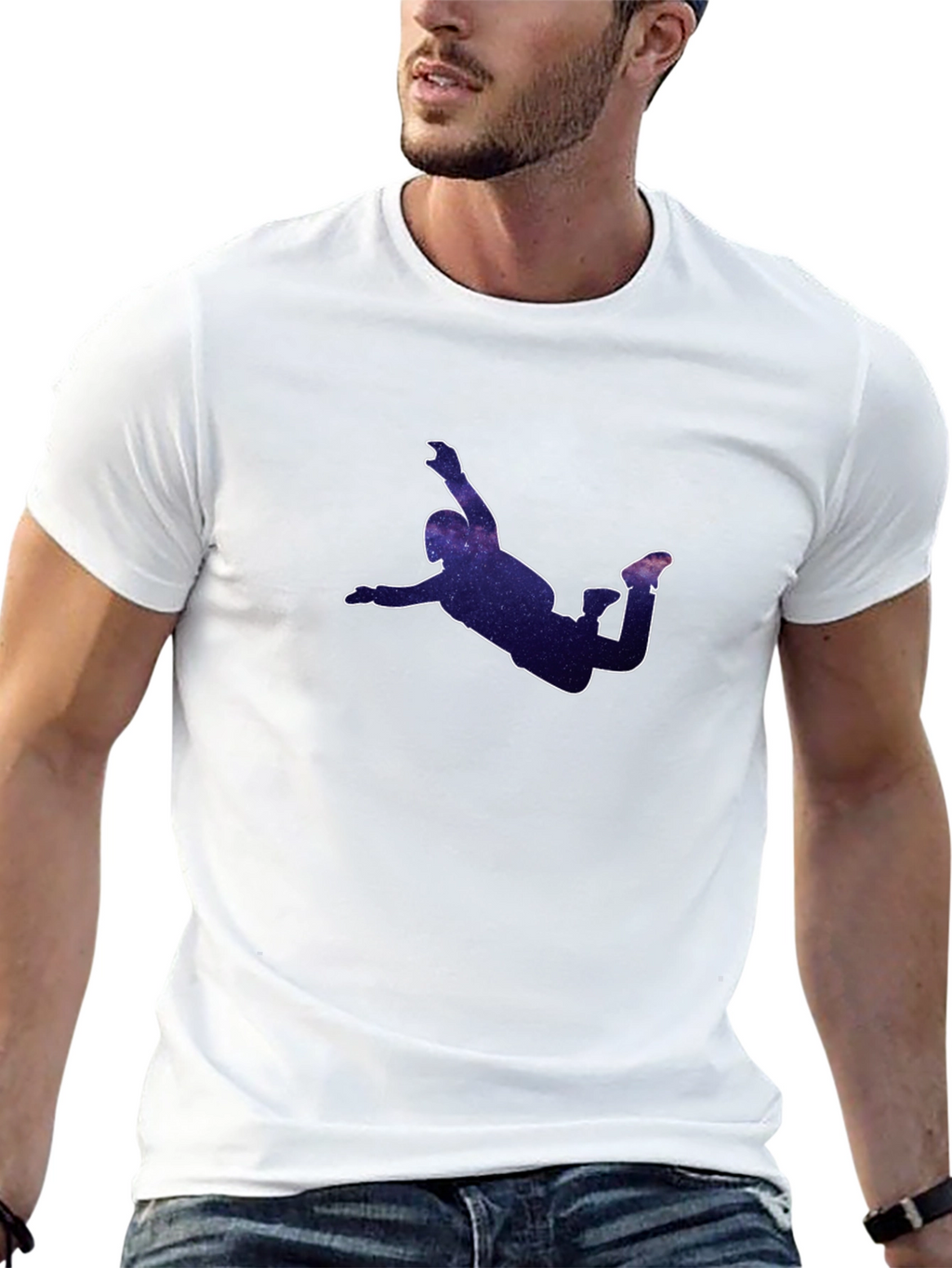 Skydiver Galaxy Print Black T-Shirt