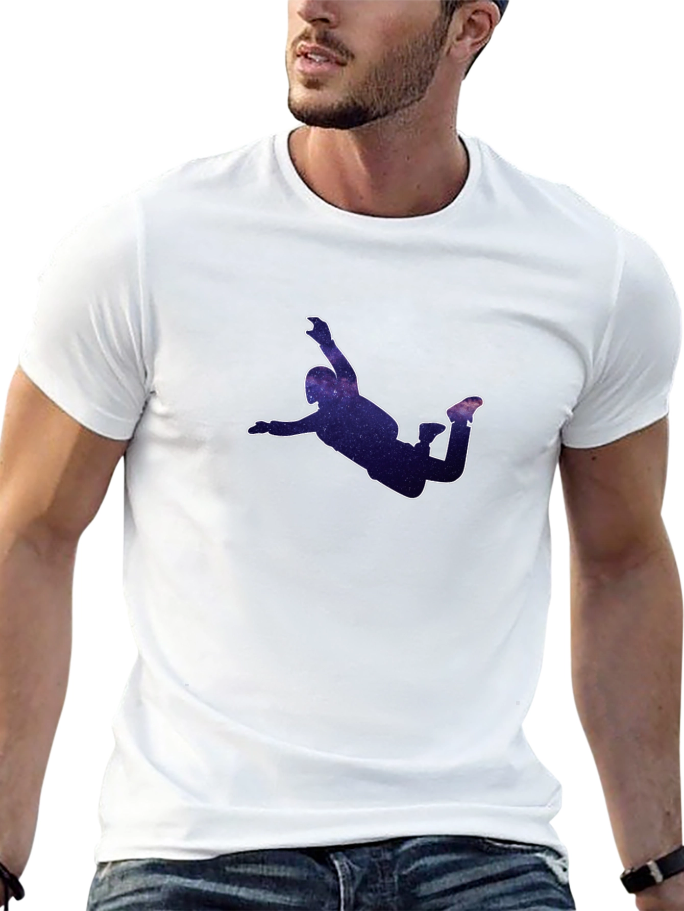Skydiver Galaxy Print Black T-Shirt