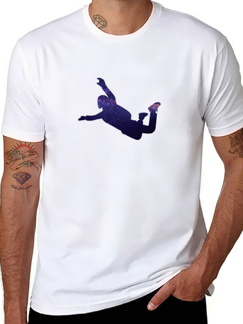 Skydiver Galaxy Print Black T-Shirt