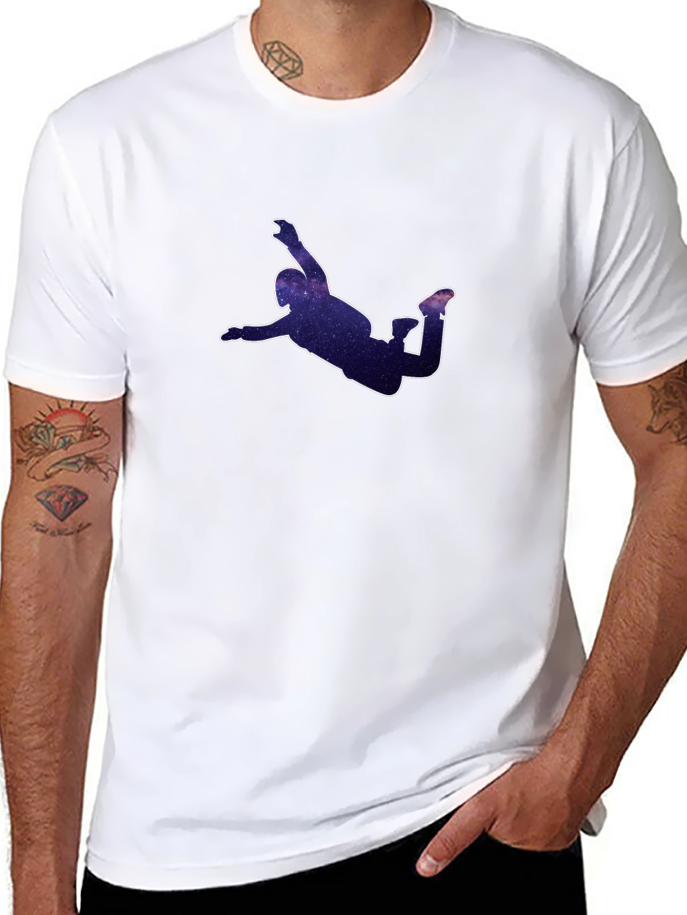 Skydiver Galaxy Print Black T-Shirt