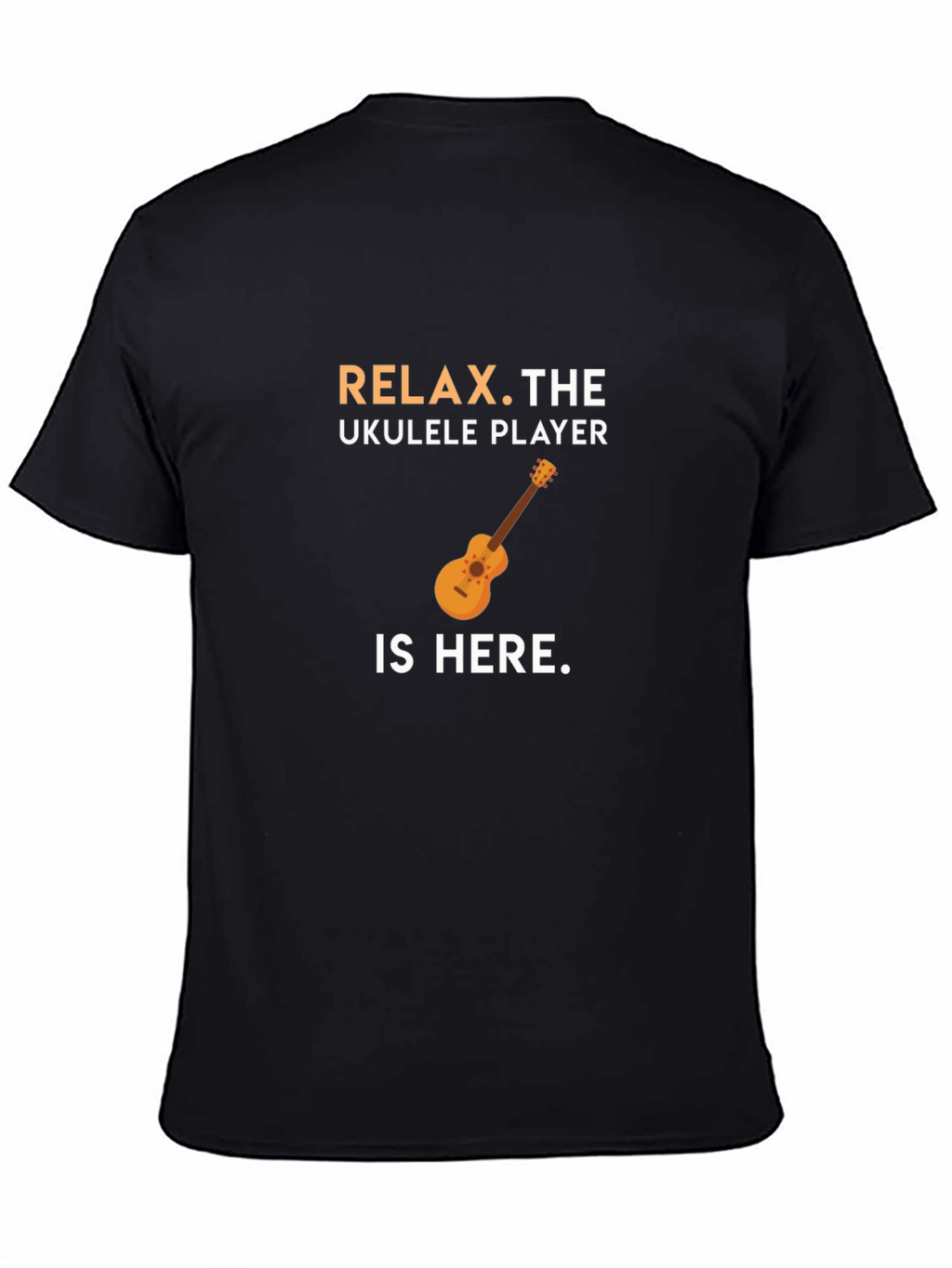 Relax Ukulele Player Graphic Tee - Black Cotton T-Shirt