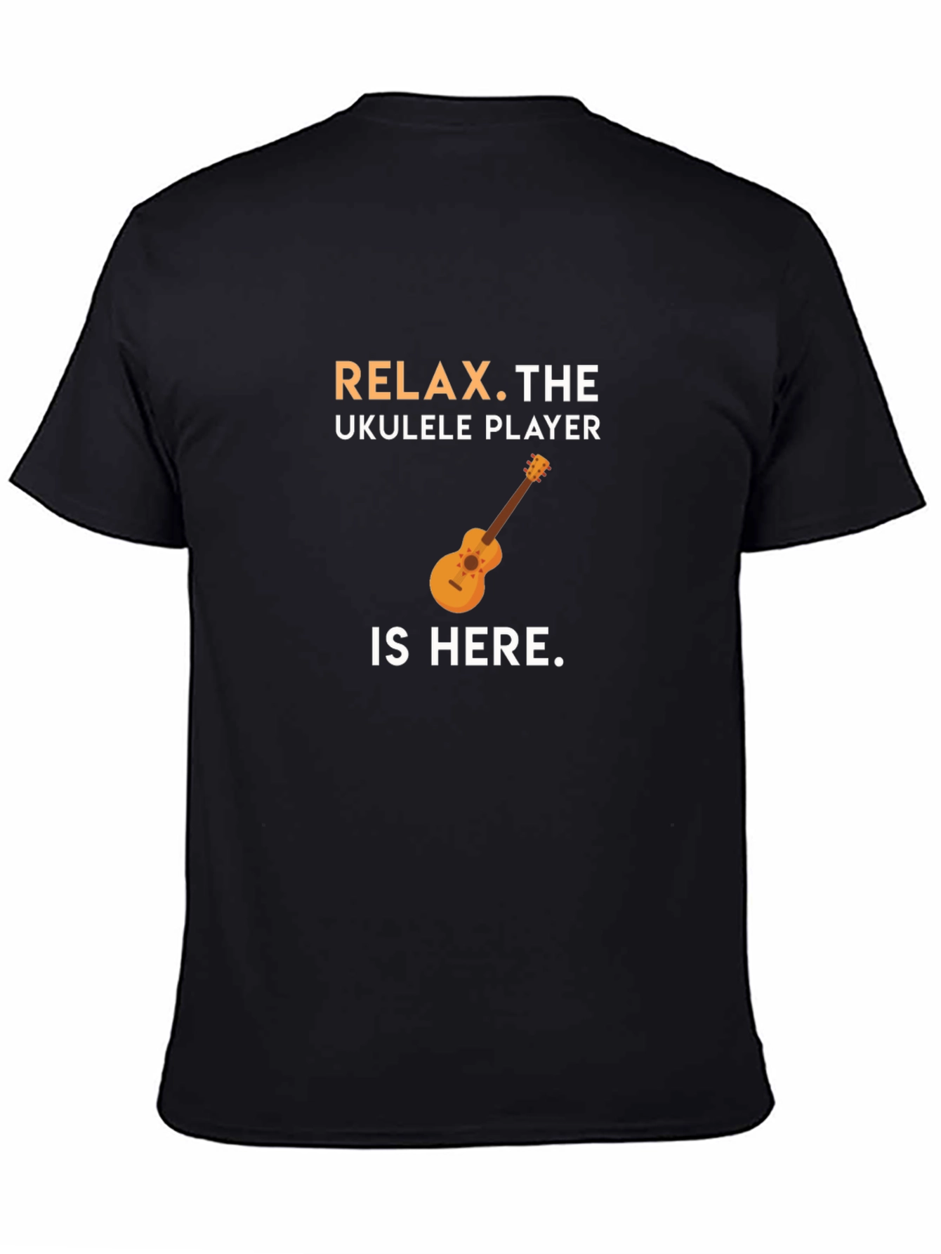 Relax Ukulele Player Graphic Tee - Black Cotton T-Shirt