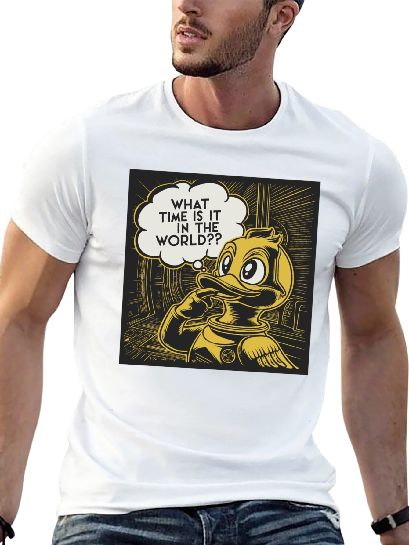 Duck in Space T-Shirt - What Time Is It?