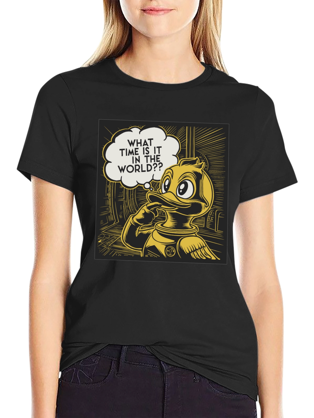 Duck in Space T-Shirt - What Time Is It?