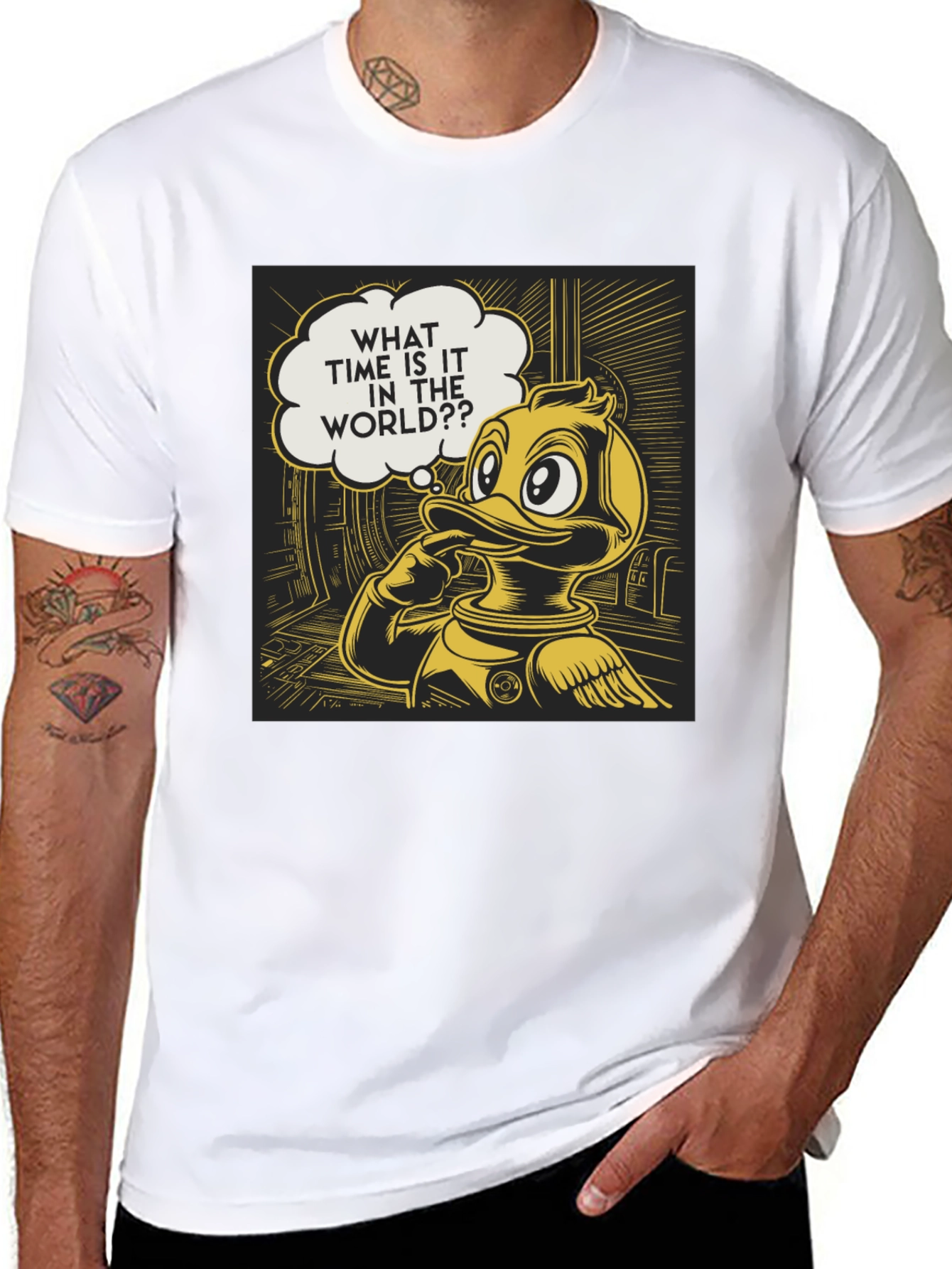 Duck in Space T-Shirt - What Time Is It?