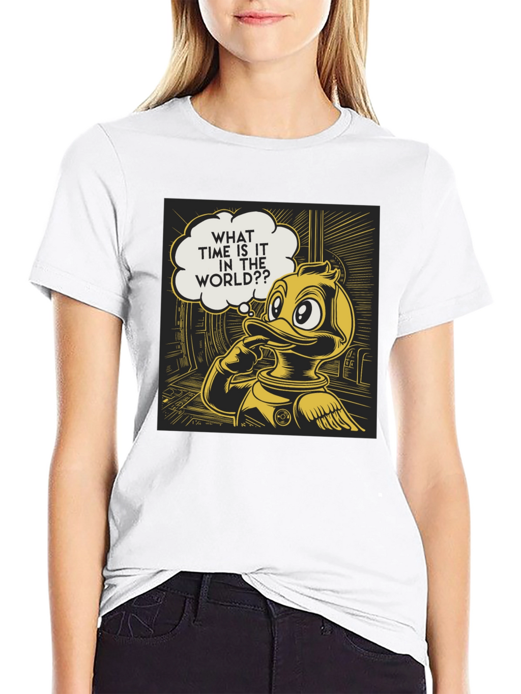 Duck in Space T-Shirt - What Time Is It?