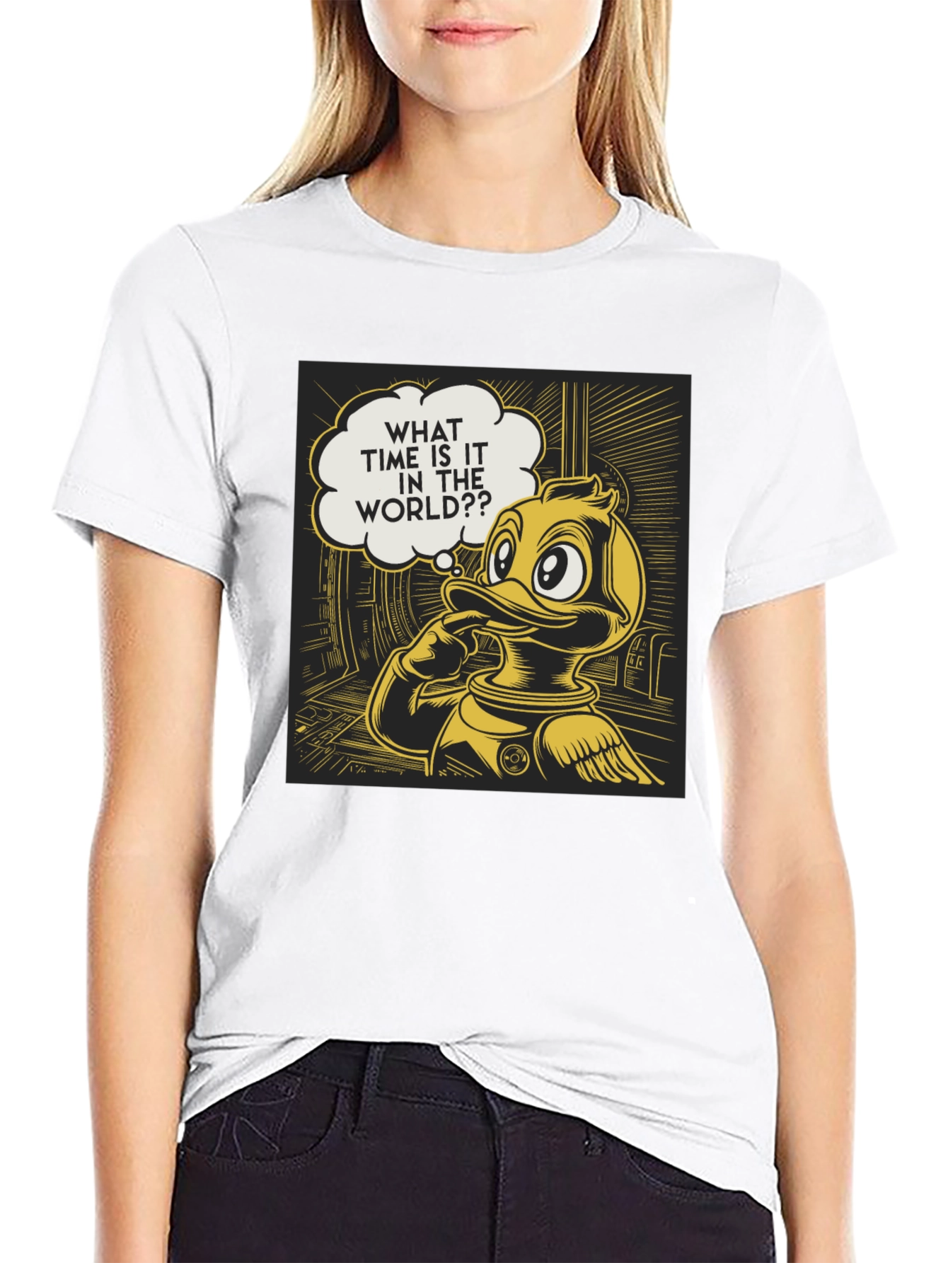 Duck in Space T-Shirt - What Time Is It?
