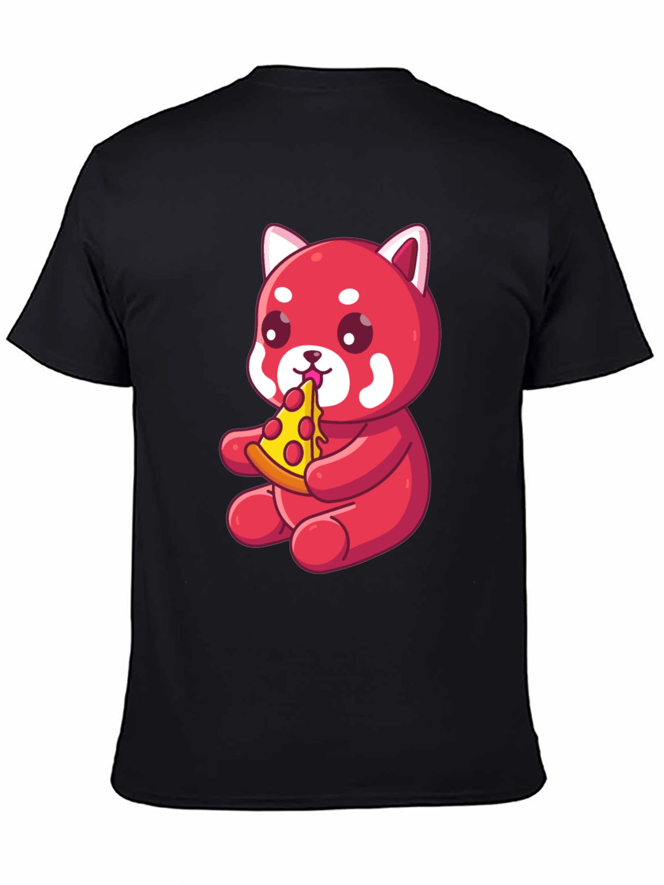 Cute Red Panda Eating Pizza Graphic T-Shirt
