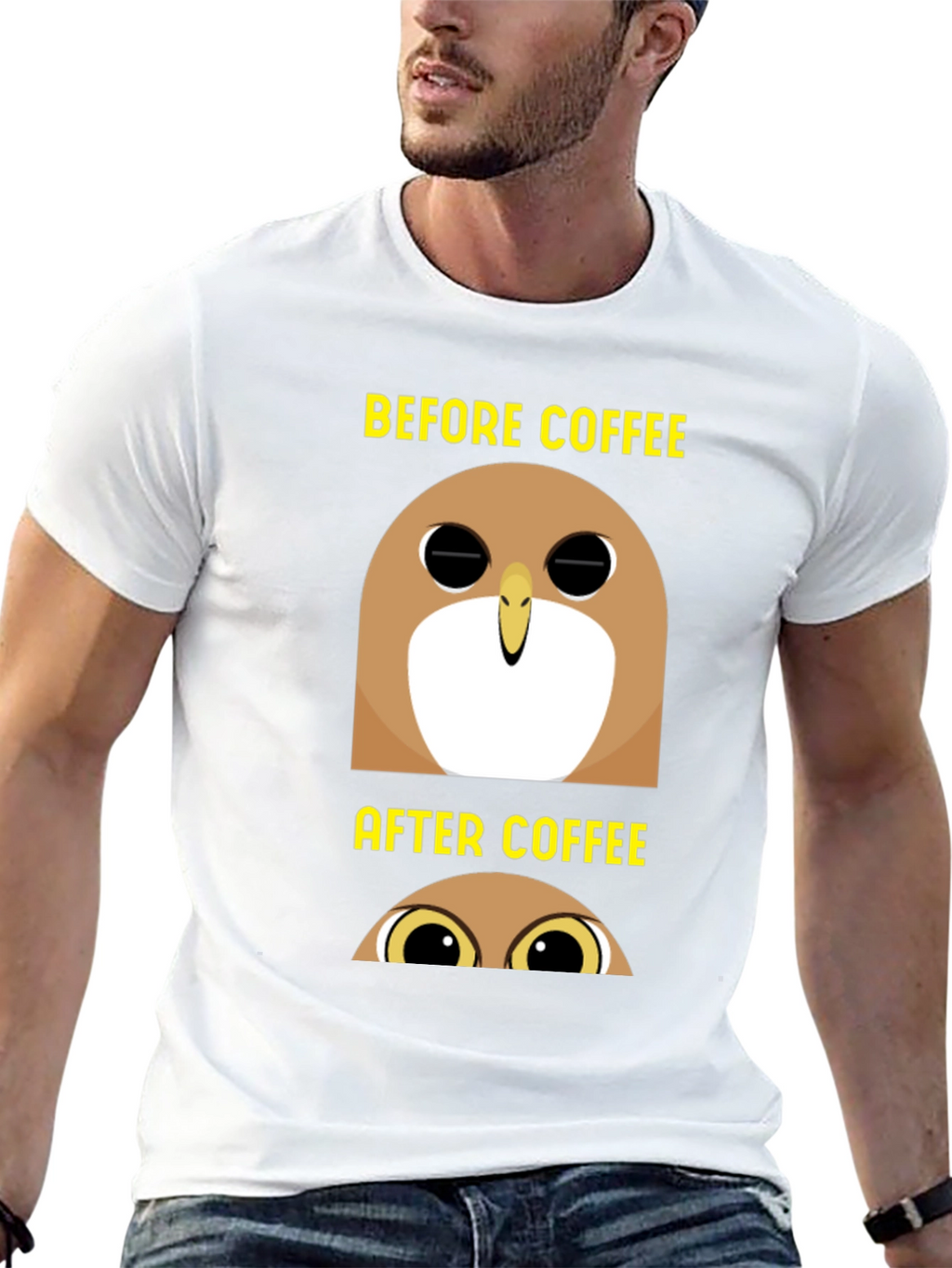 Before & After Coffee Owl T-Shirt - Black