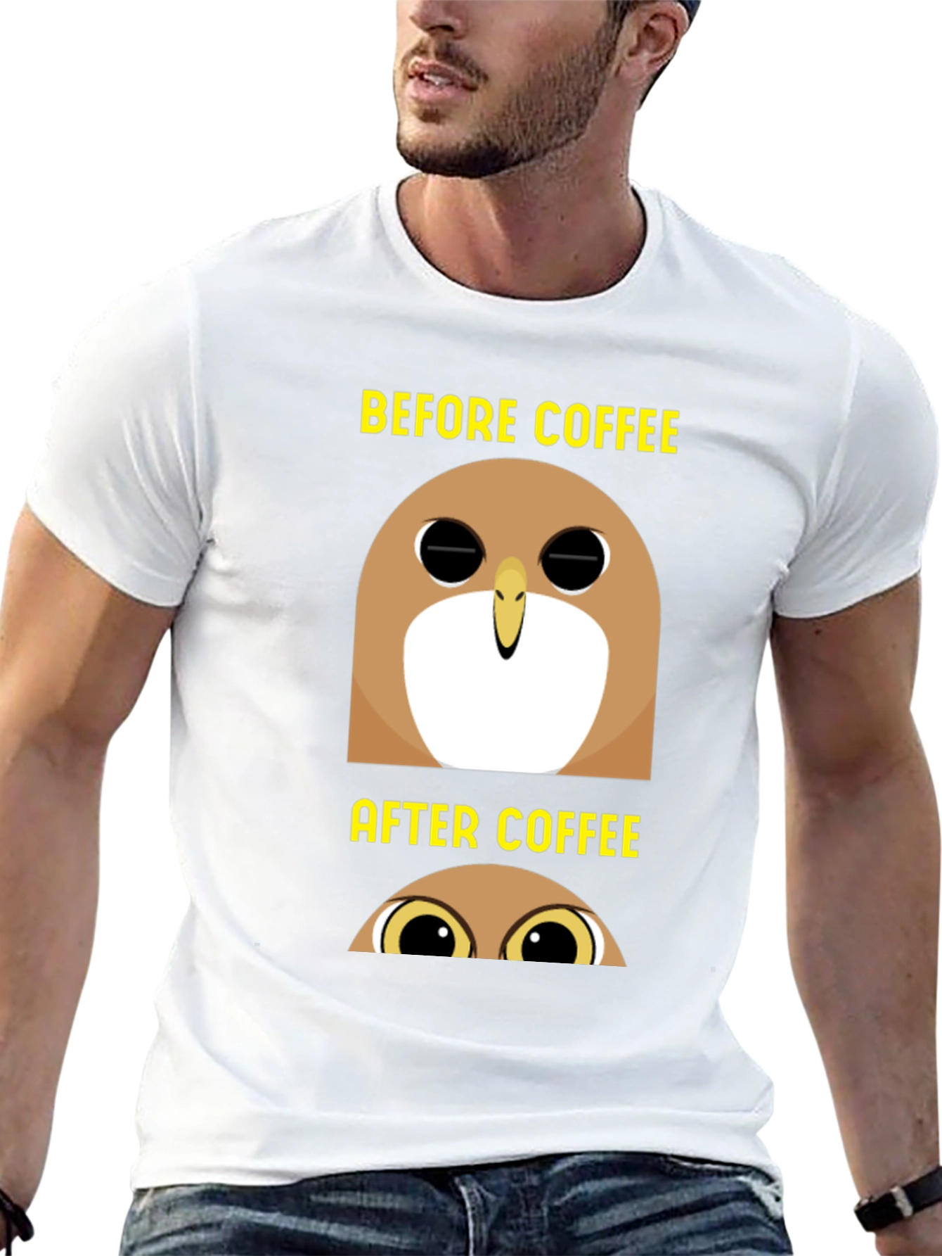 Before & After Coffee Owl T-Shirt - Black