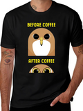 Before & After Coffee Owl T-Shirt - Black