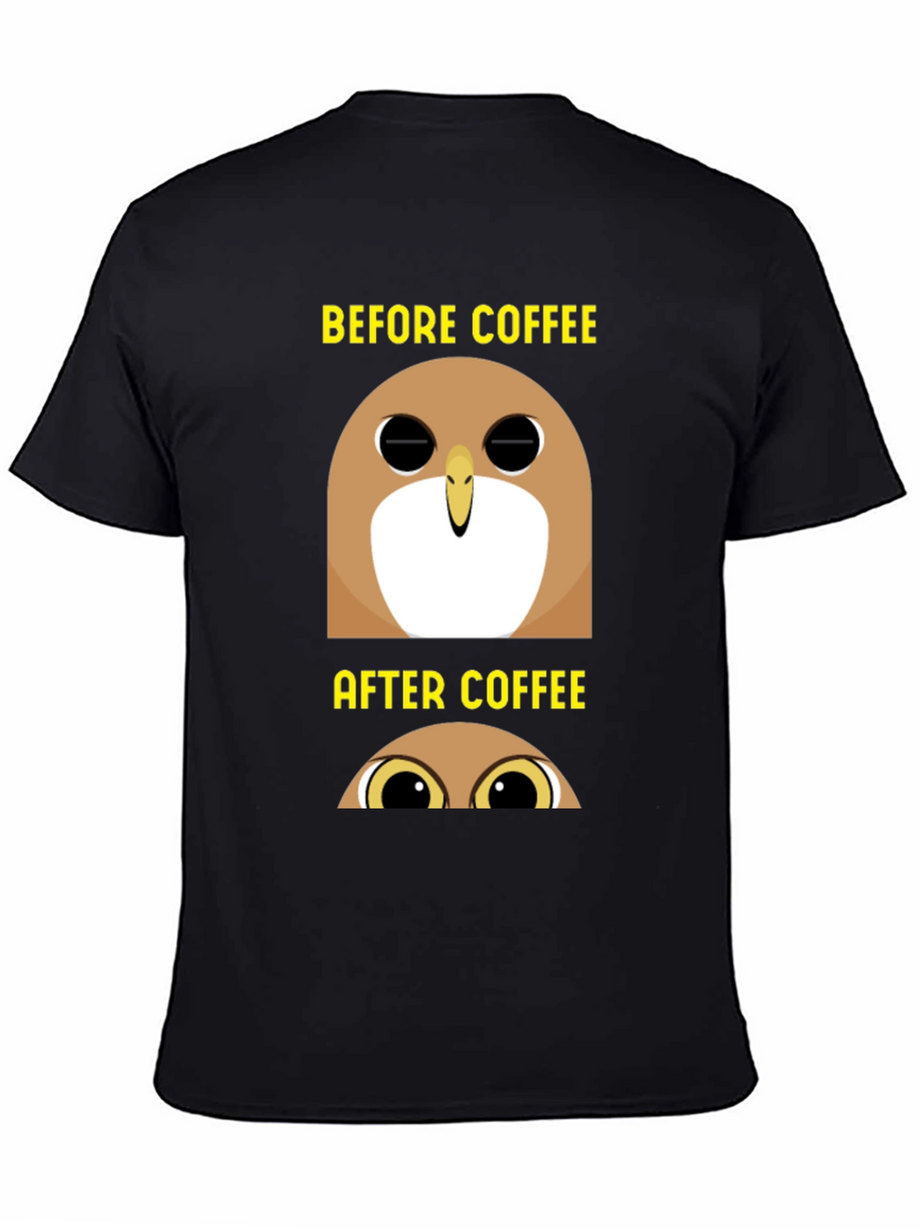 Before & After Coffee Owl T-Shirt - Black