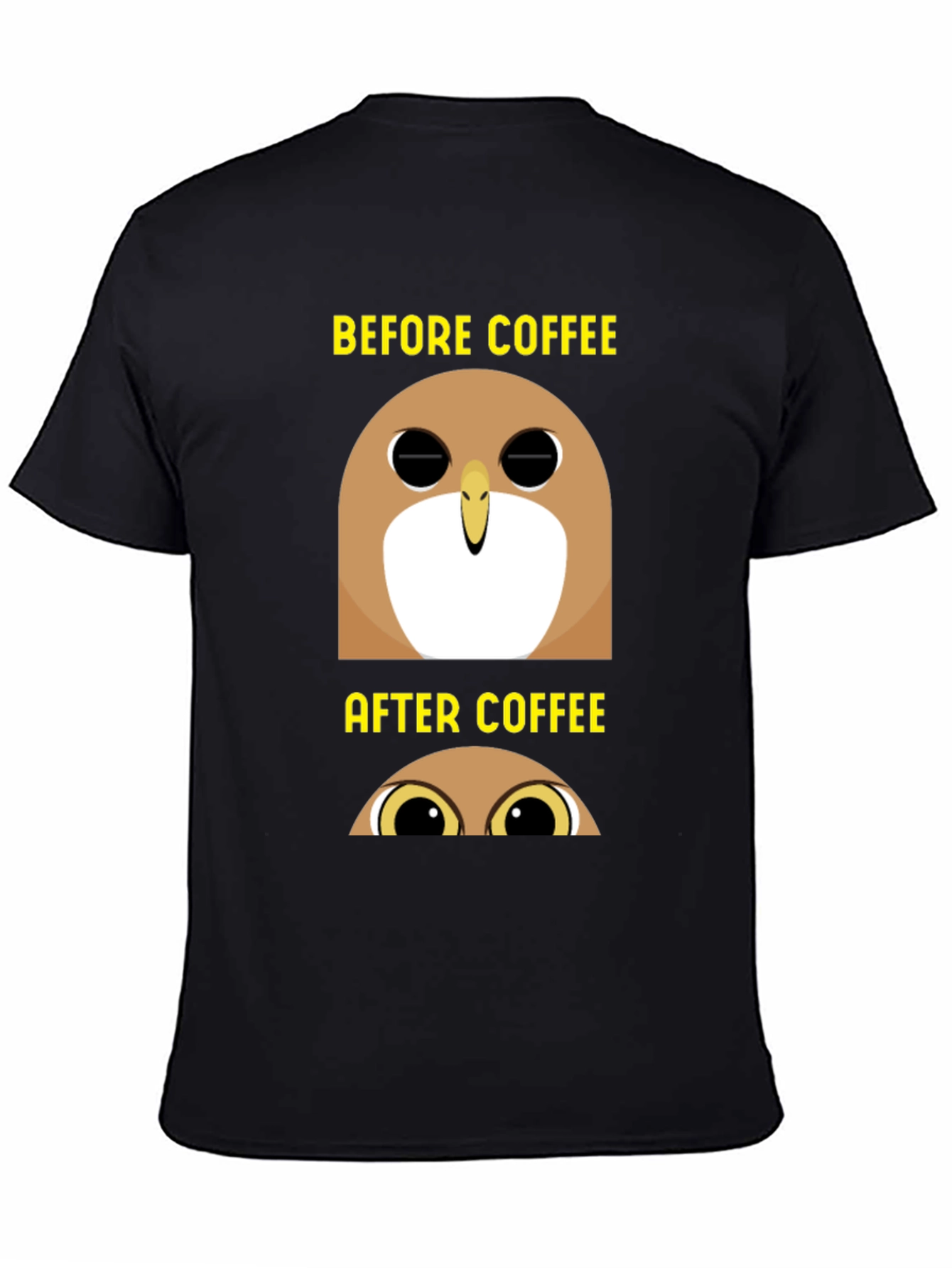 Before & After Coffee Owl T-Shirt - Black