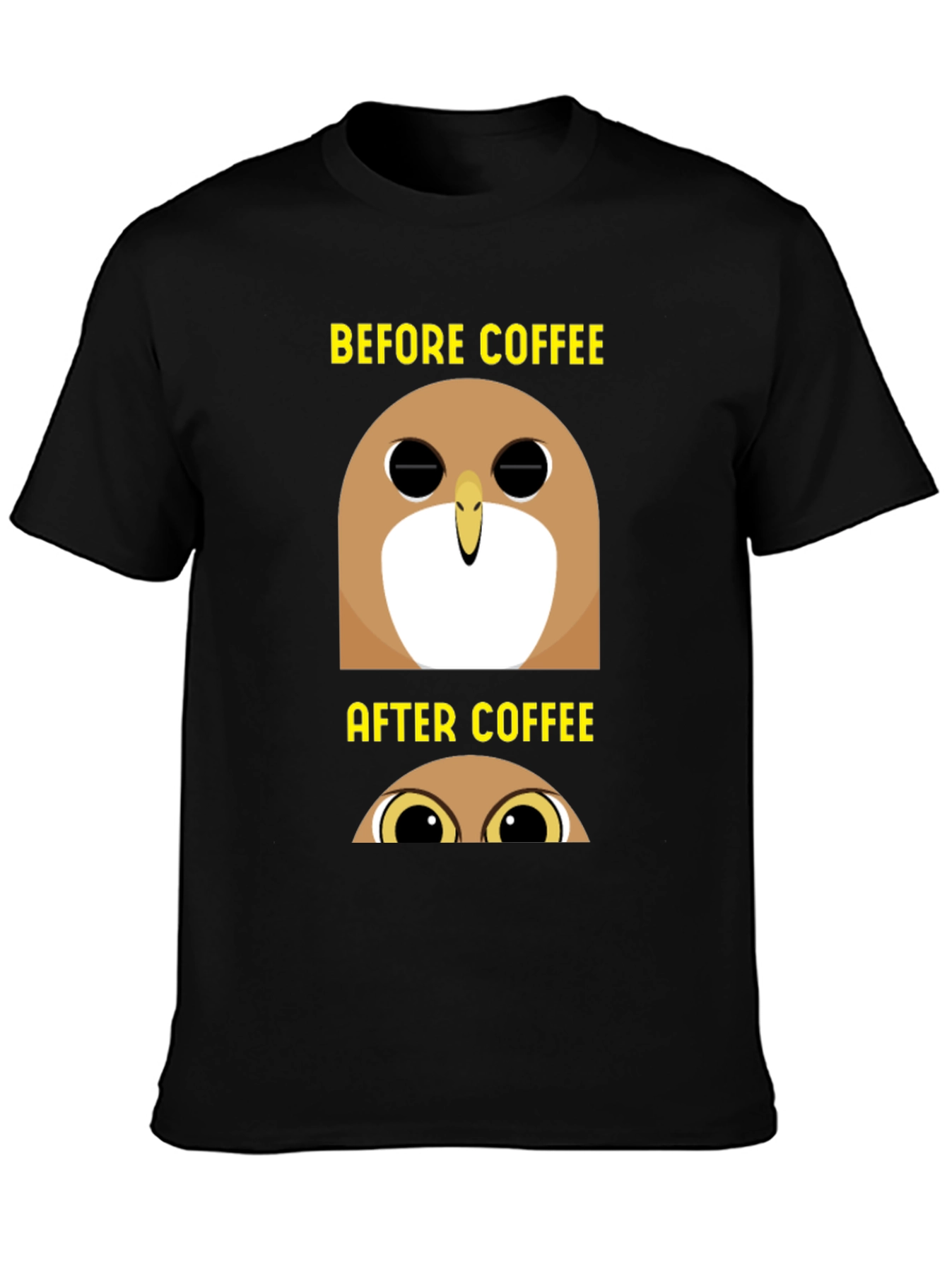 Before & After Coffee Owl T-Shirt - Black
