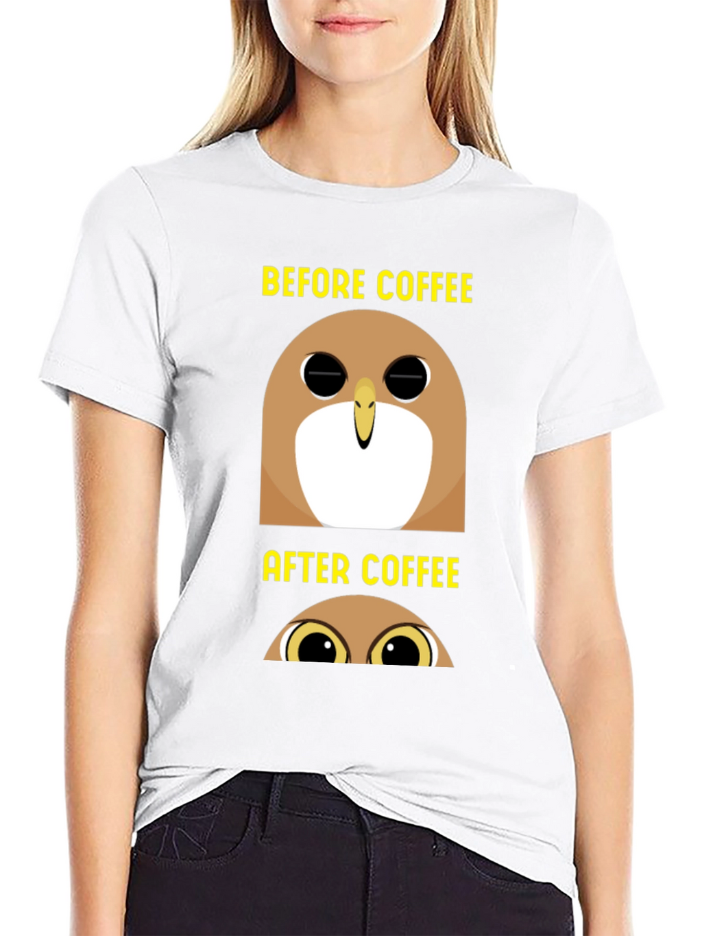Before & After Coffee Owl T-Shirt - Black