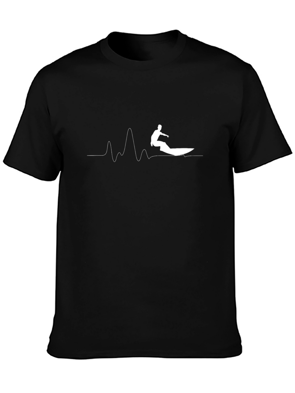 Surfer Wave Graphic Tee - Cool Black Cotton T-Shirt
