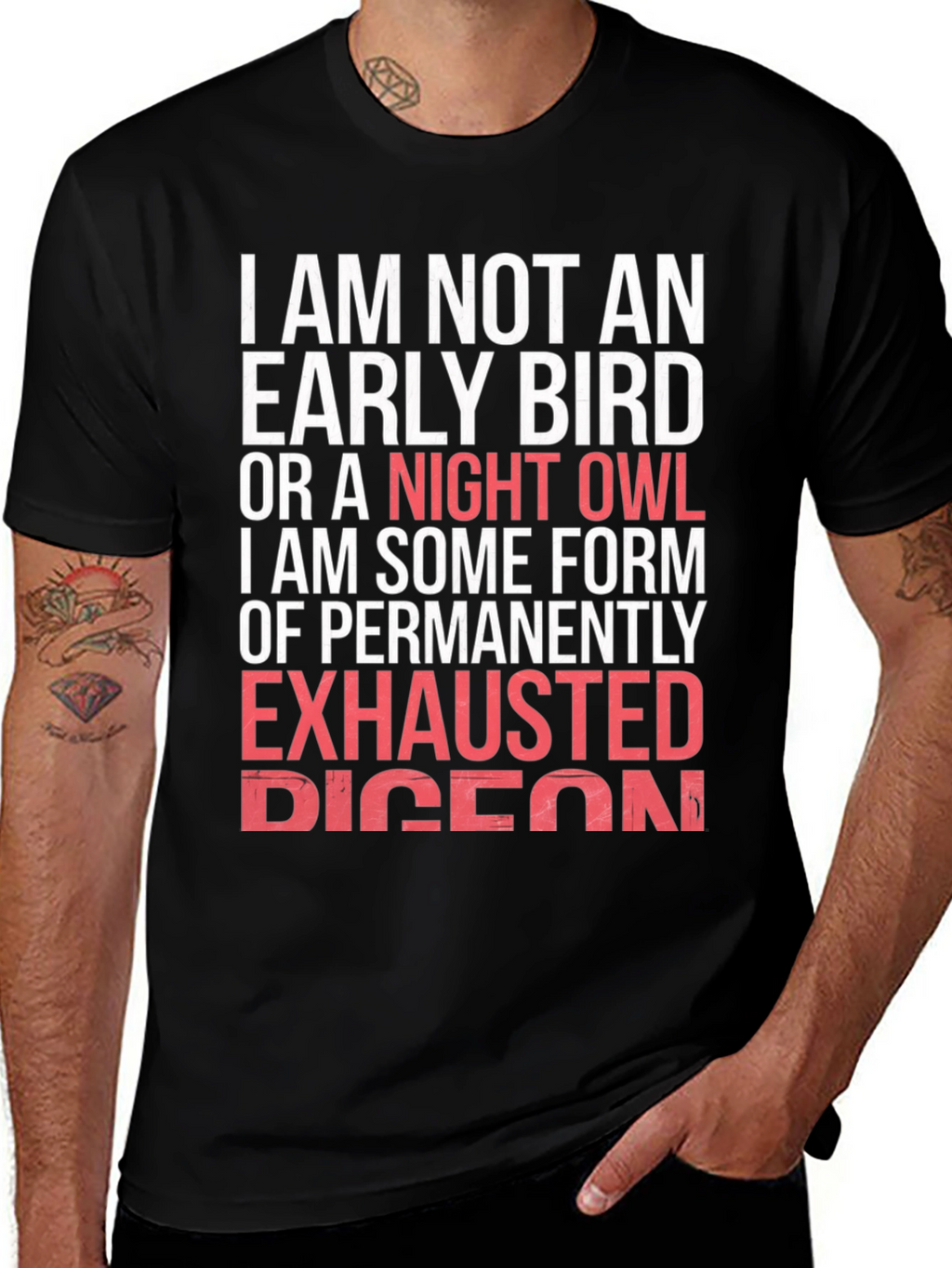 Funny Exhausted Pigeon Graphic T-Shirt