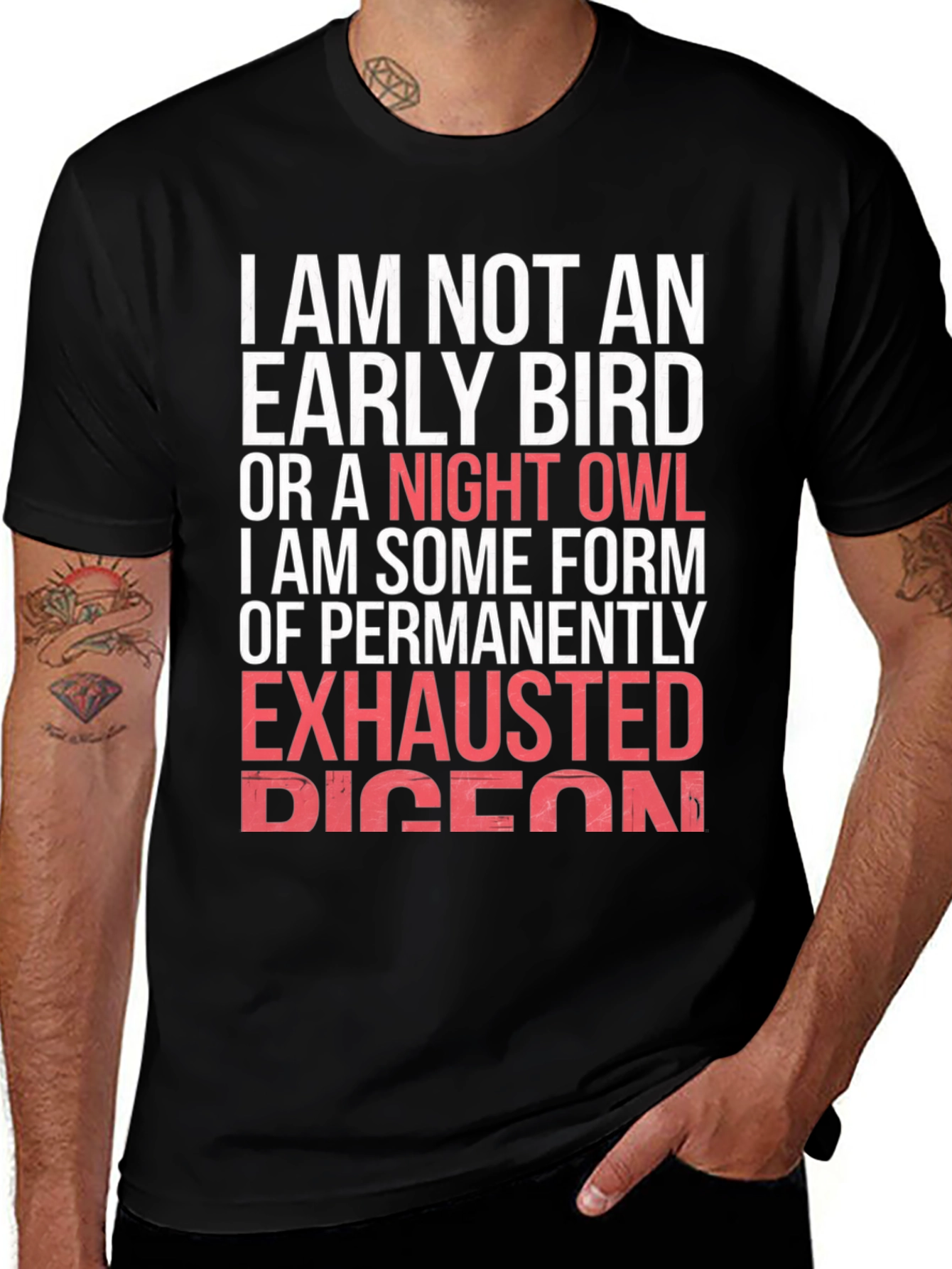 Funny Exhausted Pigeon Graphic T-Shirt