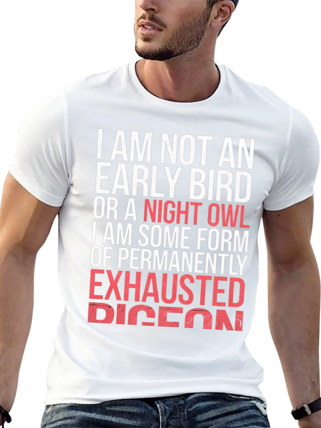 Funny Exhausted Pigeon Graphic T-Shirt