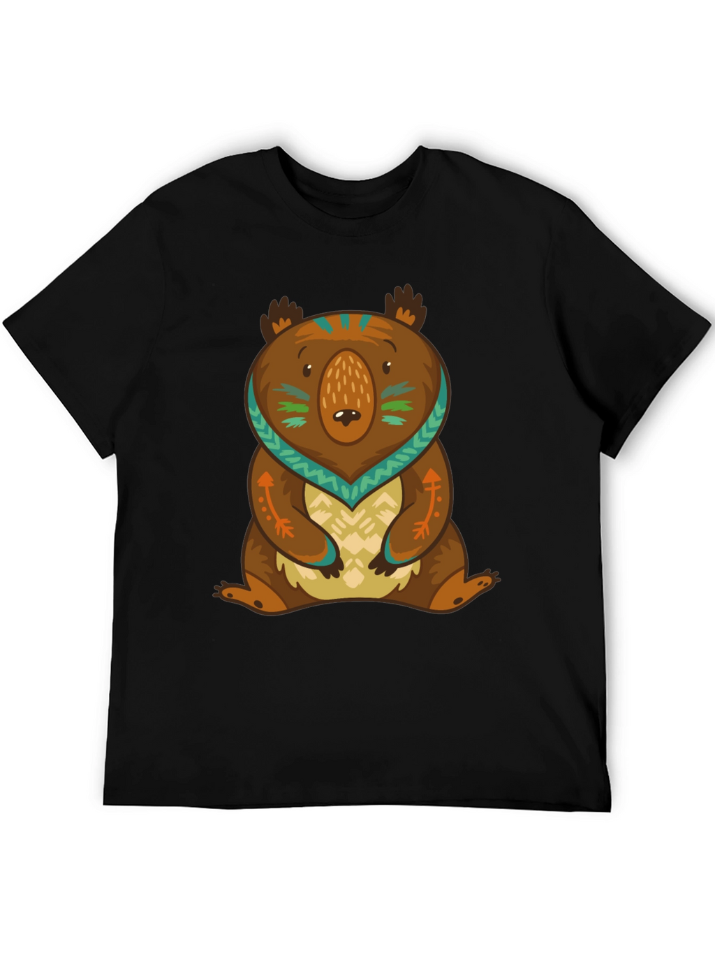 Bear Graphic Print Tee - Black