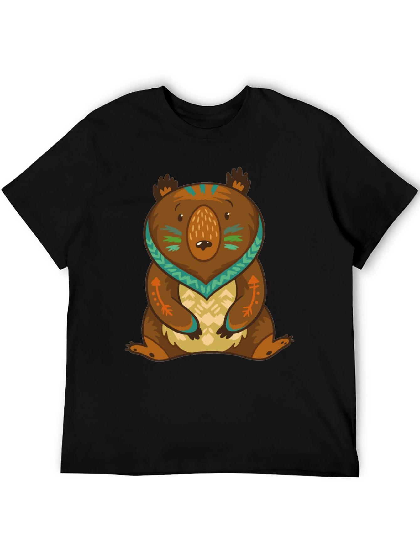 Bear Graphic Print Tee - Black