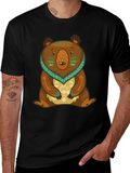 Bear Graphic Print Tee - Black