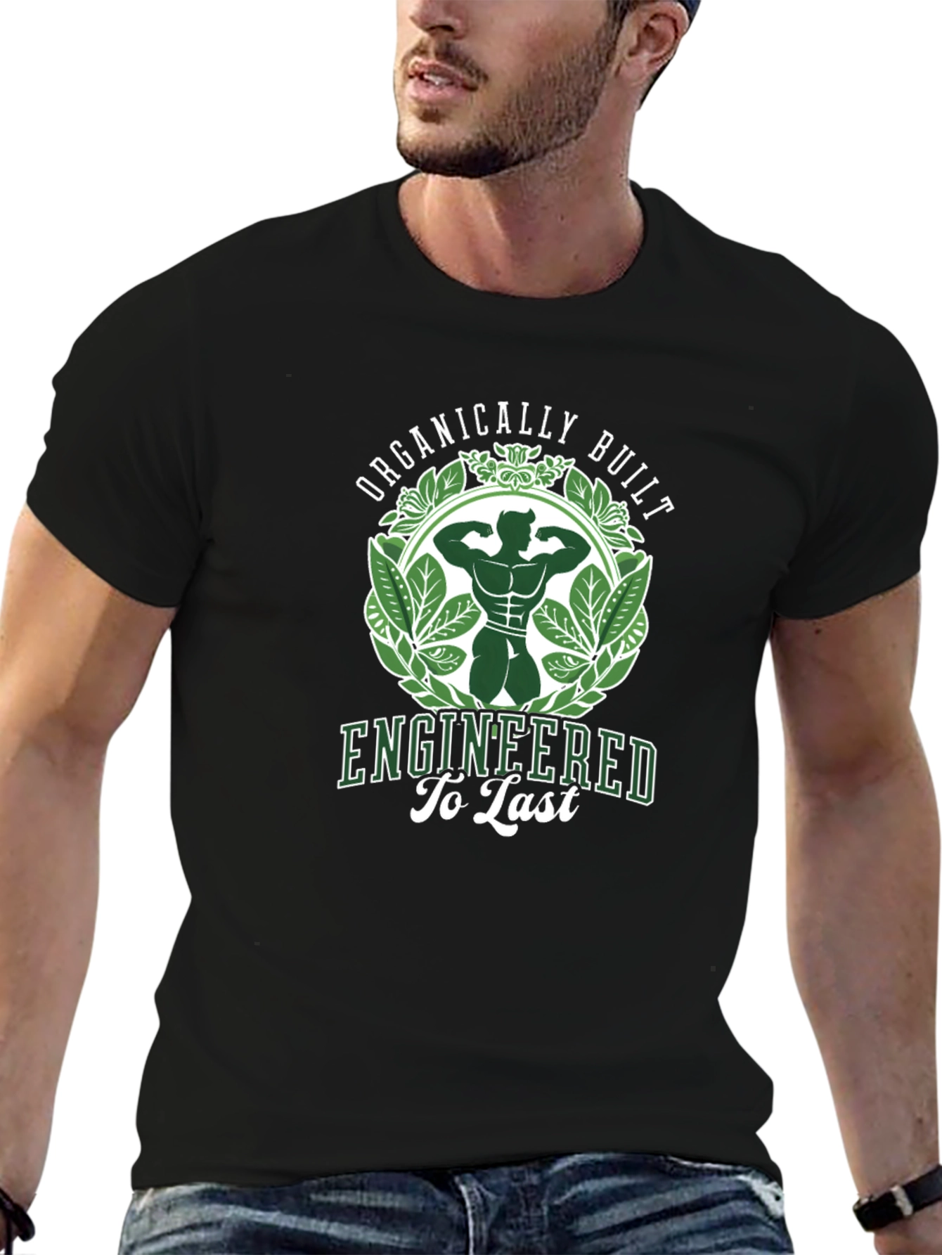 Organically Built Mens Black Graphic T-Shirt