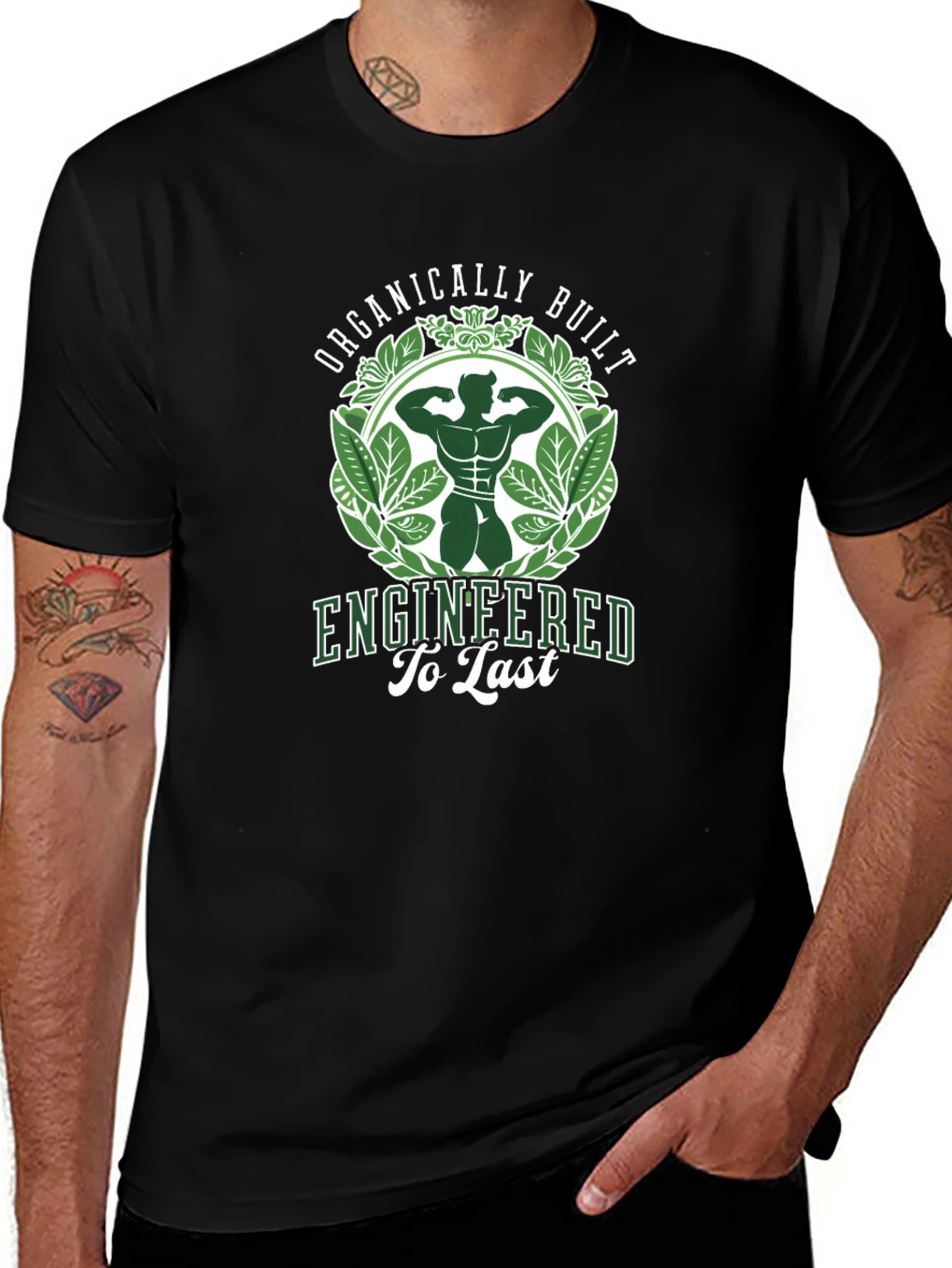 Organically Built Mens Black Graphic T-Shirt