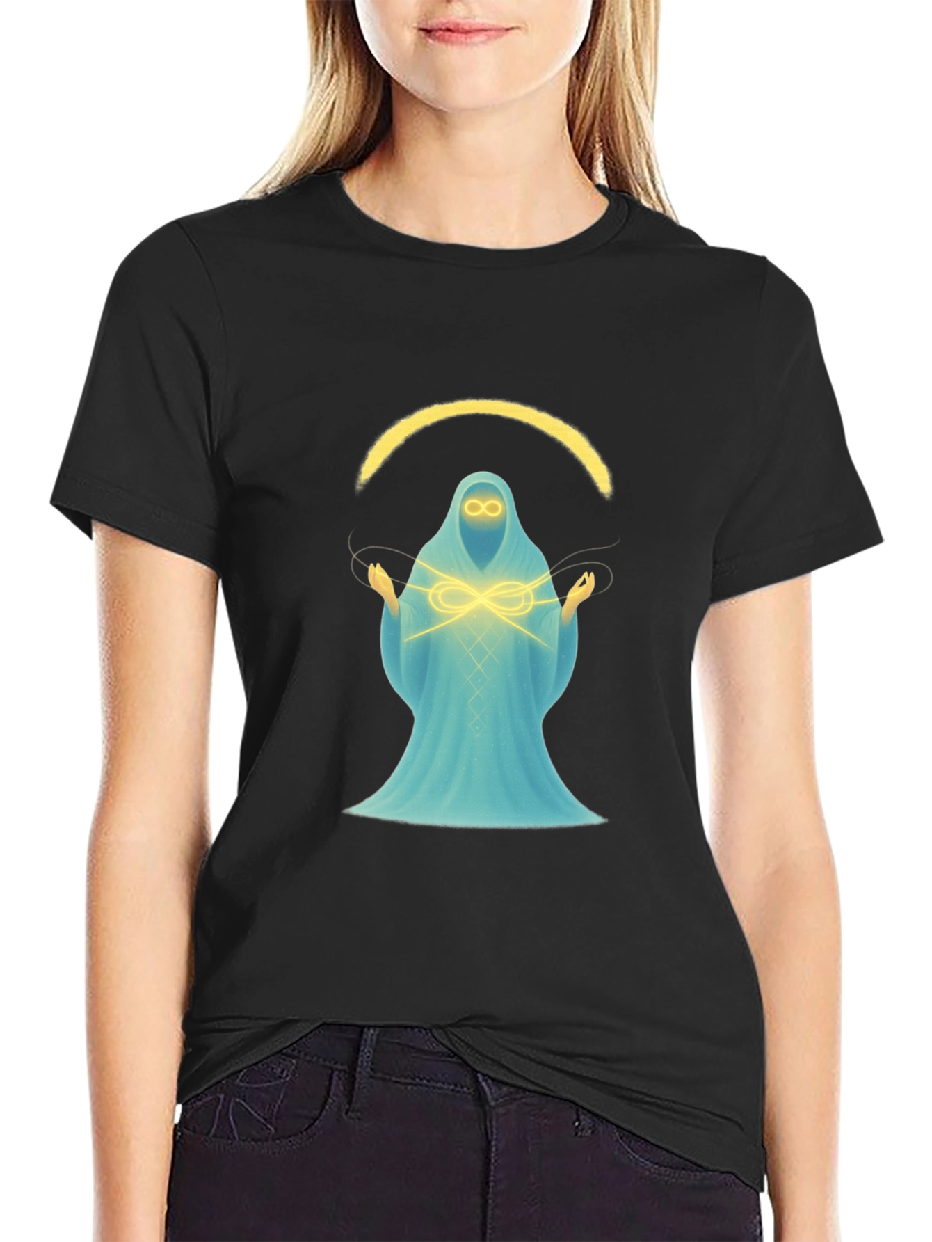 Mystic Spirit Graphic Tee - Black Cotton Blend