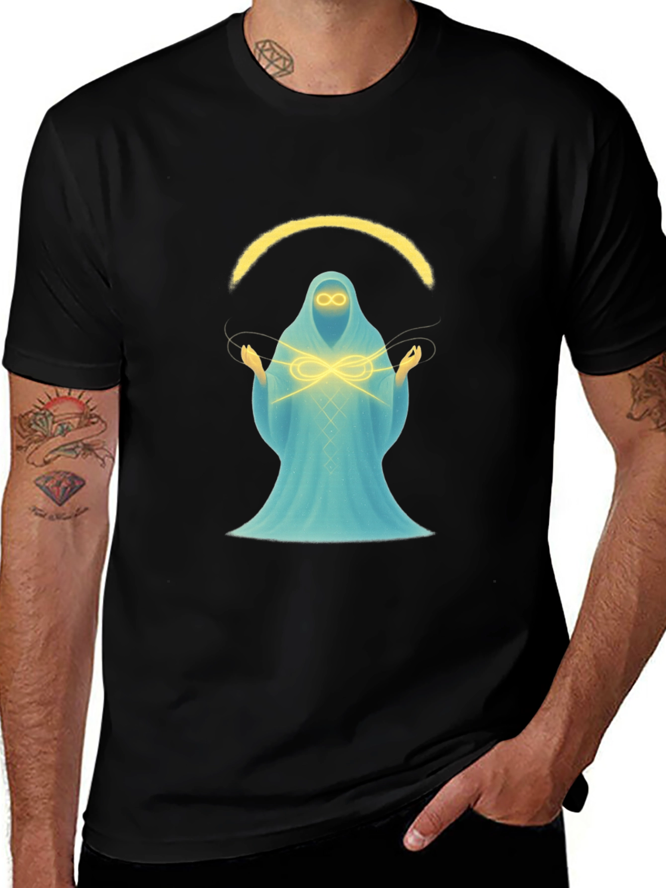 Mystic Spirit Graphic Tee - Black Cotton Blend