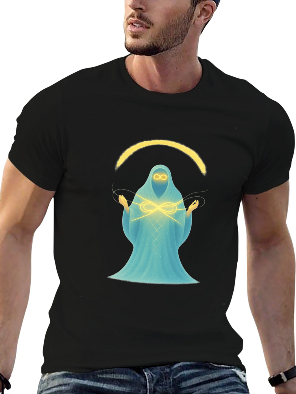 Mystic Spirit Graphic Tee - Black Cotton Blend