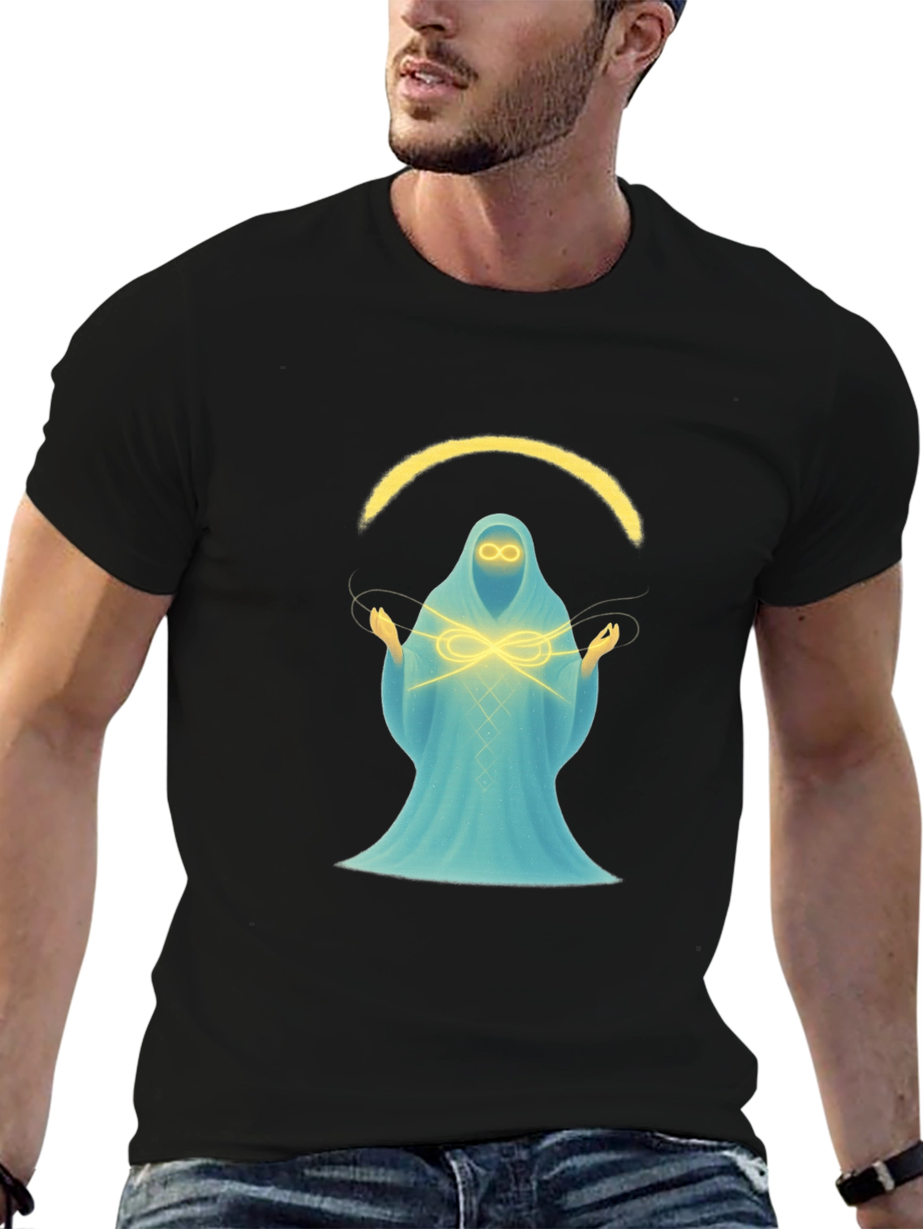 Mystic Spirit Graphic Tee - Black Cotton Blend