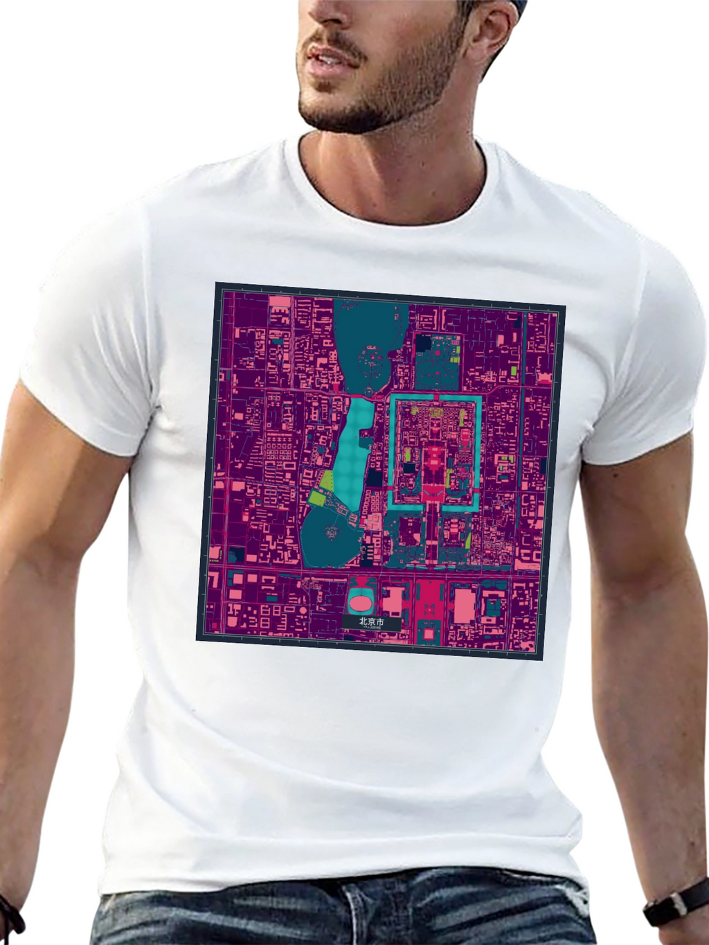 Beijing China City Map Graphic T-Shirt