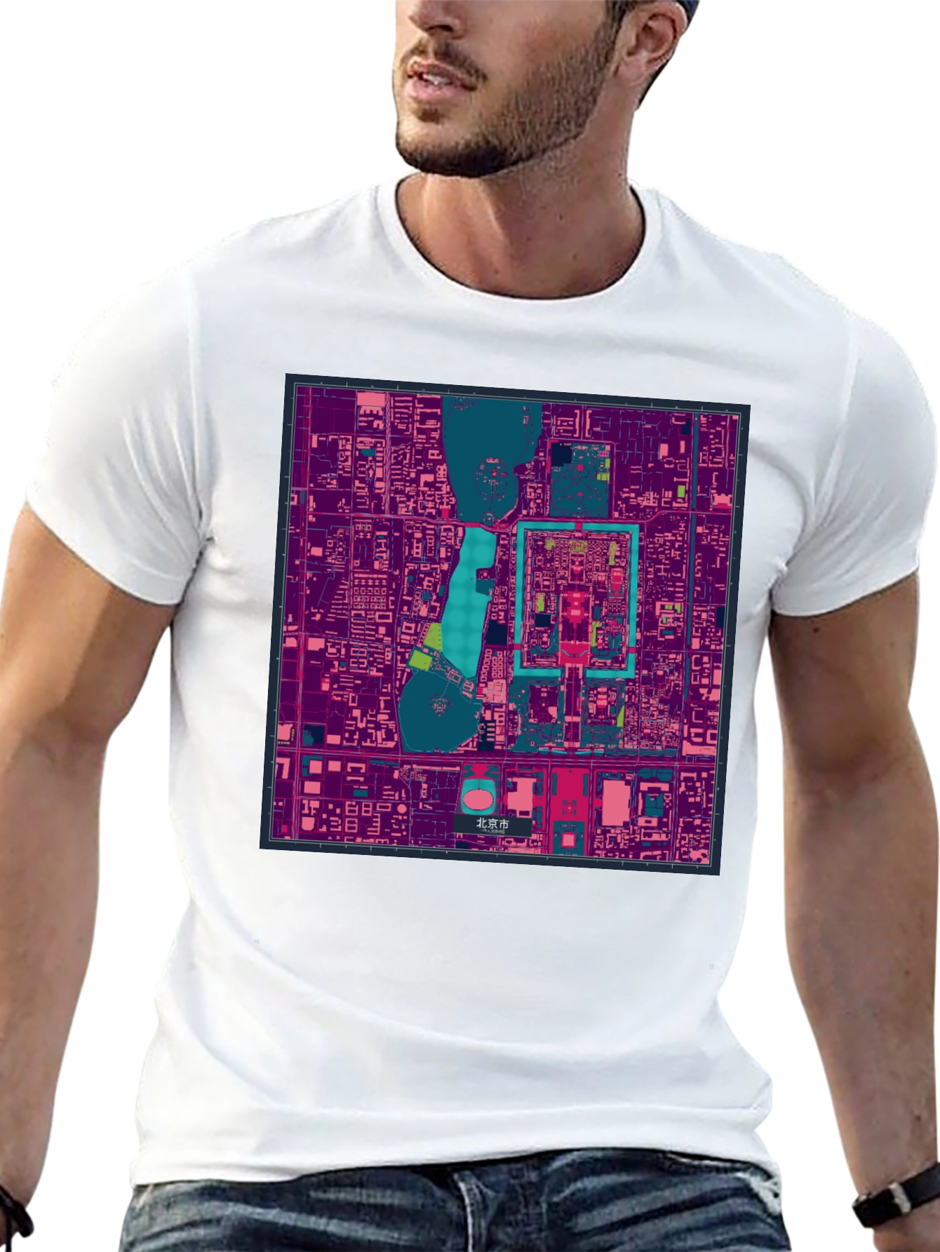 Beijing China City Map Graphic T-Shirt