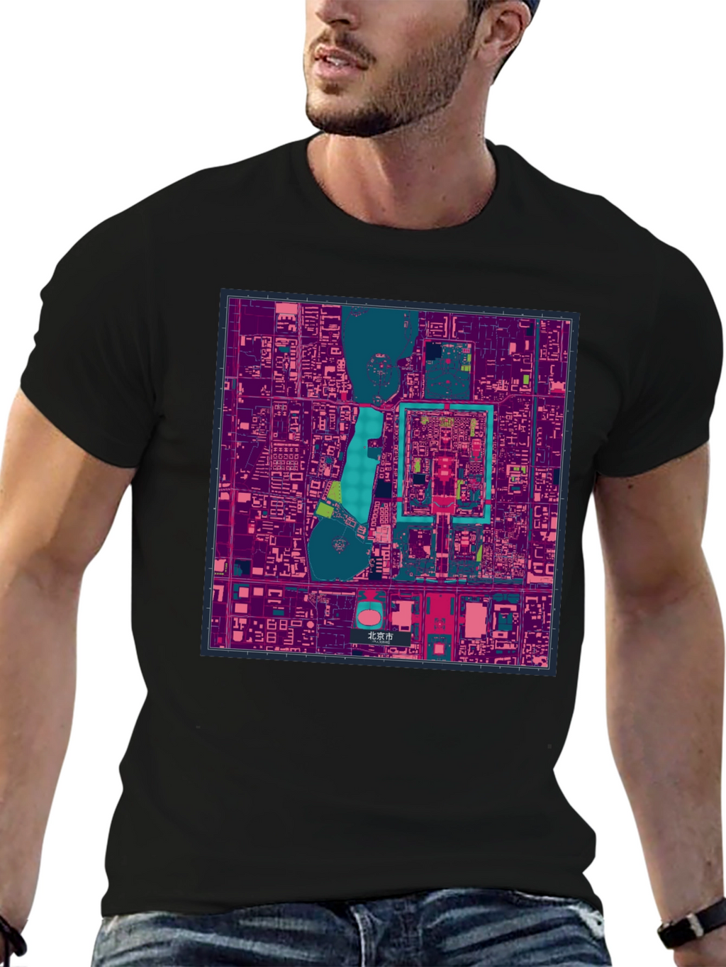 Beijing China City Map Graphic T-Shirt