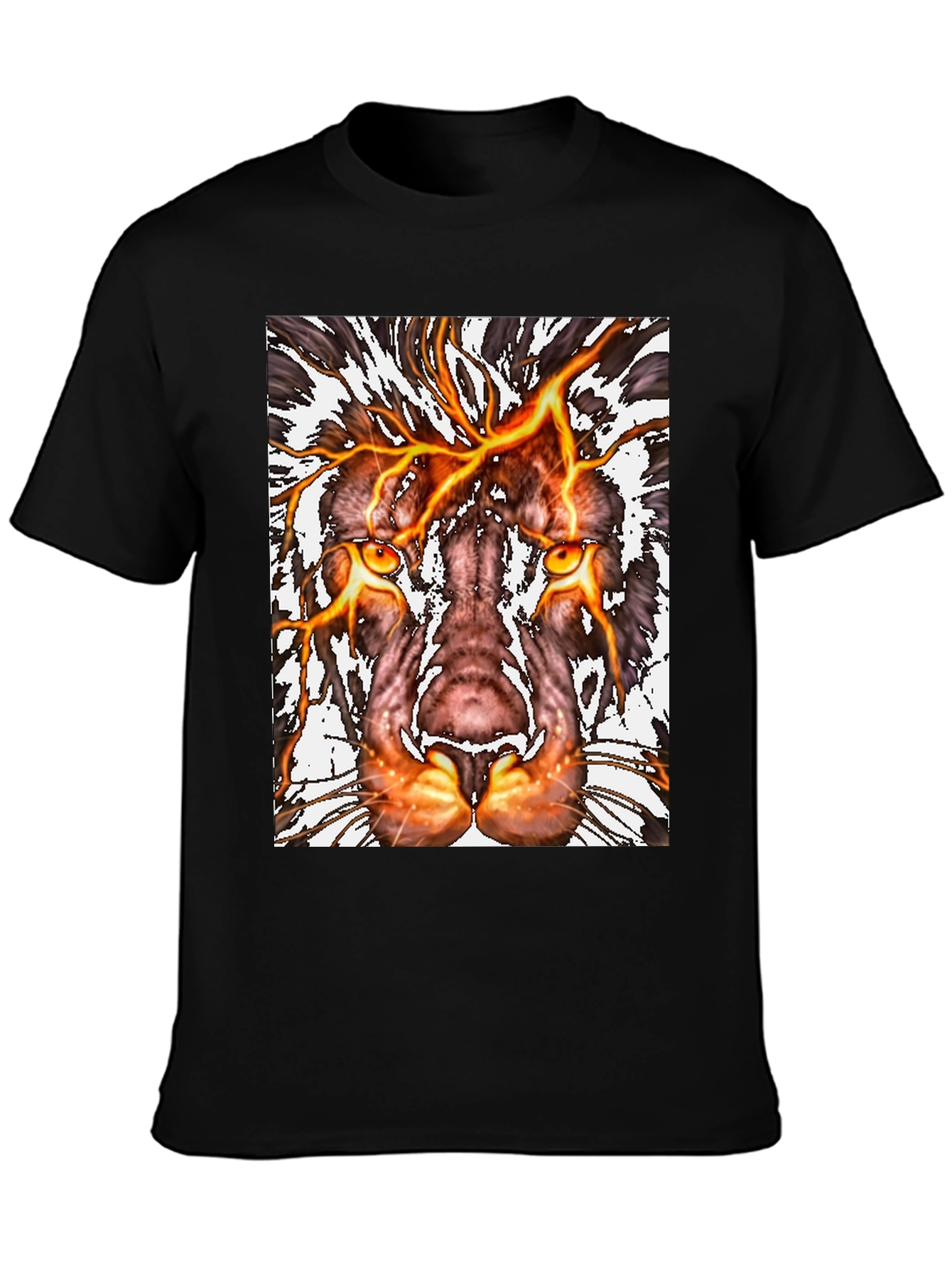 Fiery Lion Graphic Tee - Bold Animal Print