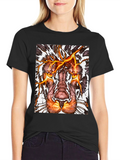 Fiery Lion Graphic Tee - Bold Animal Print