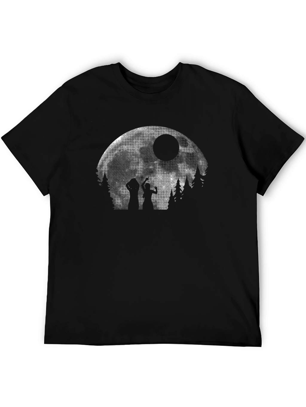 Zombie Moon Halloween Black T-Shirt