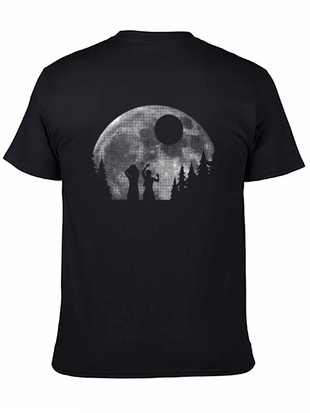 Zombie Moon Halloween Black T-Shirt