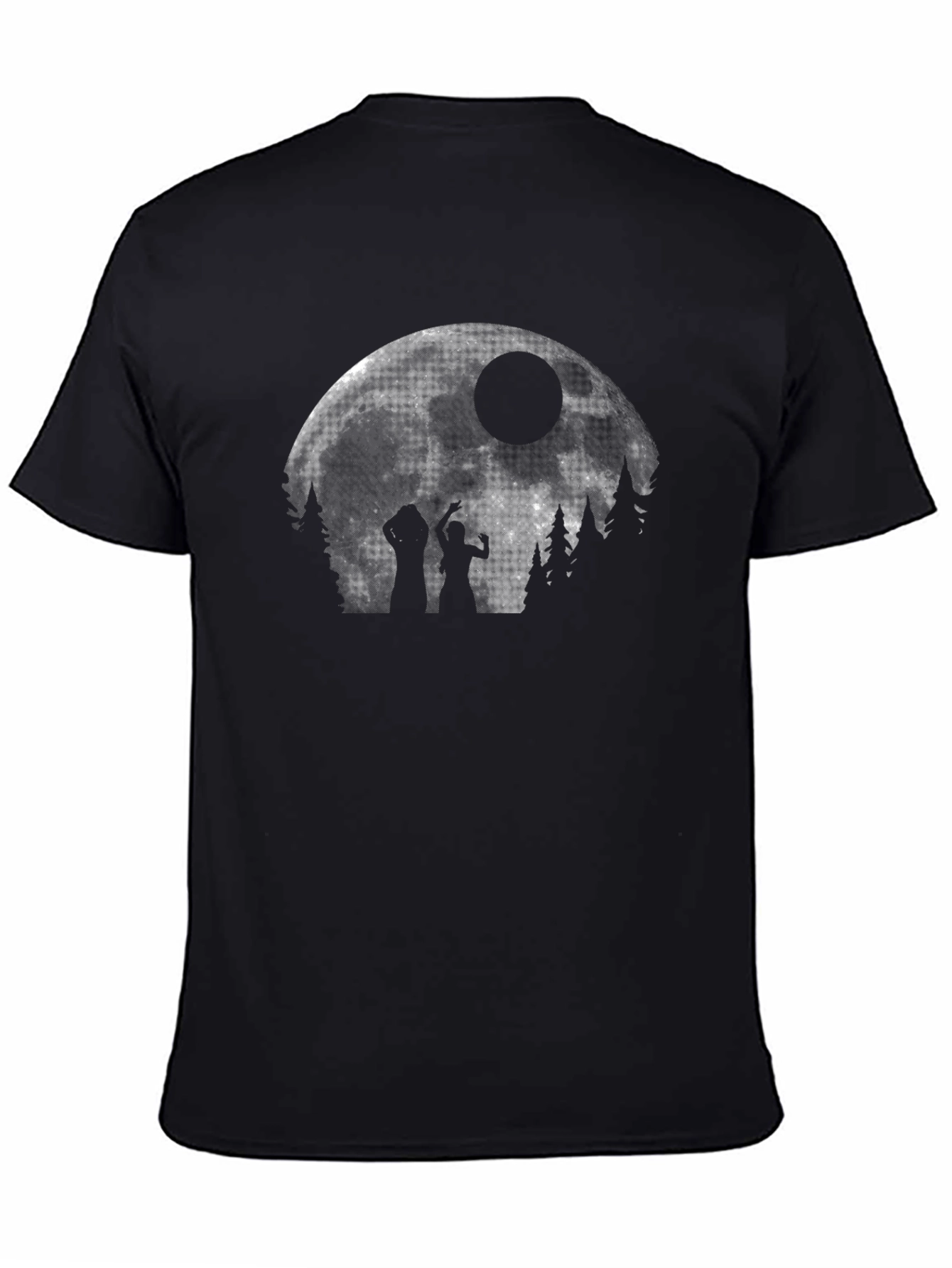Zombie Moon Halloween Black T-Shirt