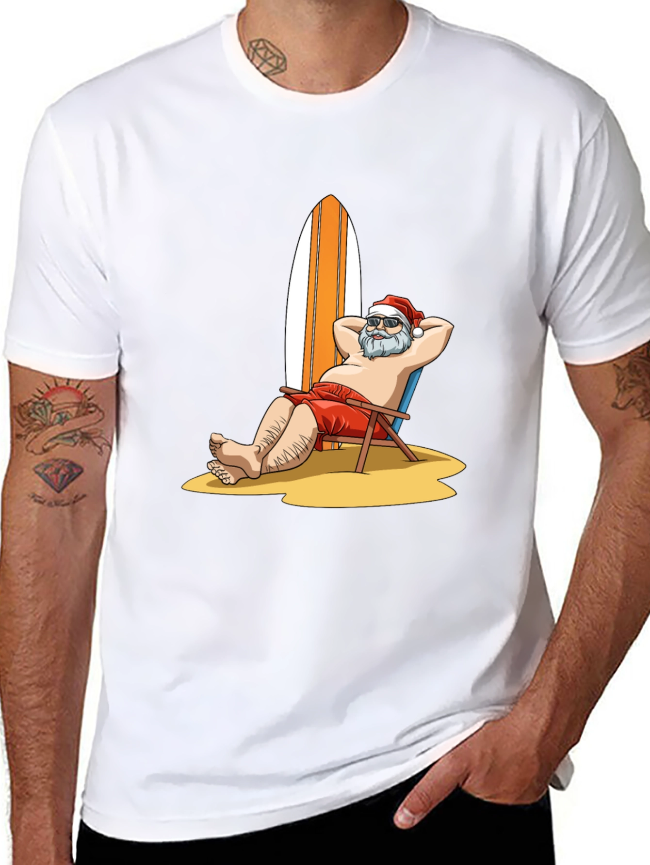 Santa on Vacation Graphic T-Shirt